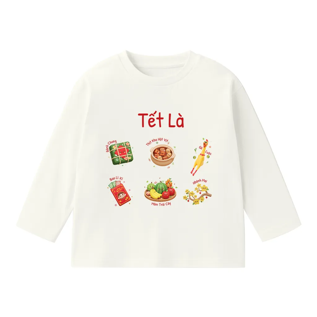 Áo thun kid tay dài form rộng Kado vải cotton thoáng mát mềm mại Tết đến bé vui in mix 2921_thumbnail_10