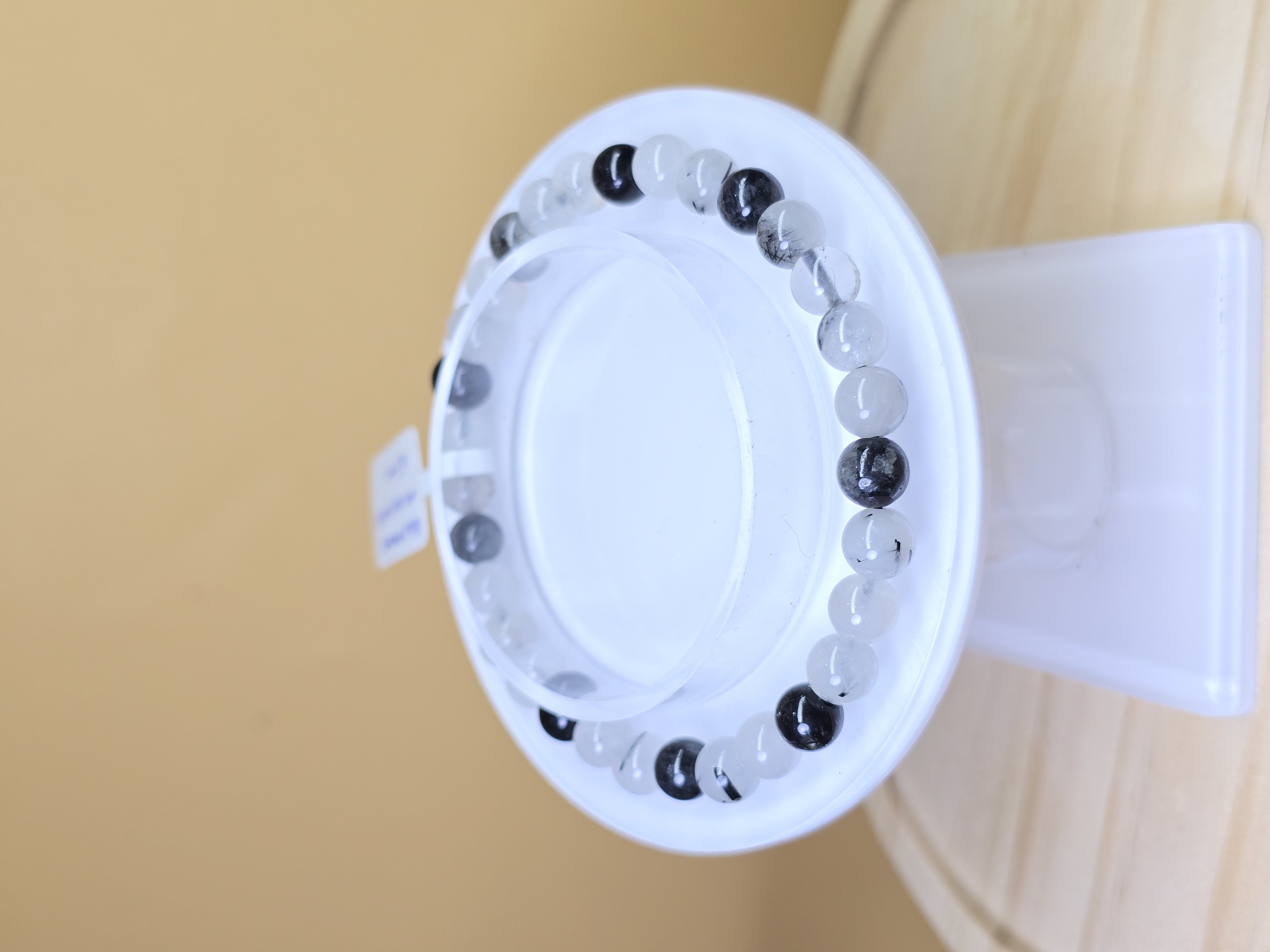 Vòng Thạch Anh Tóc Đen Loại A - Thạch anh trắng cộng sinh tourmaline đen - Black Tourmaline In Quartz