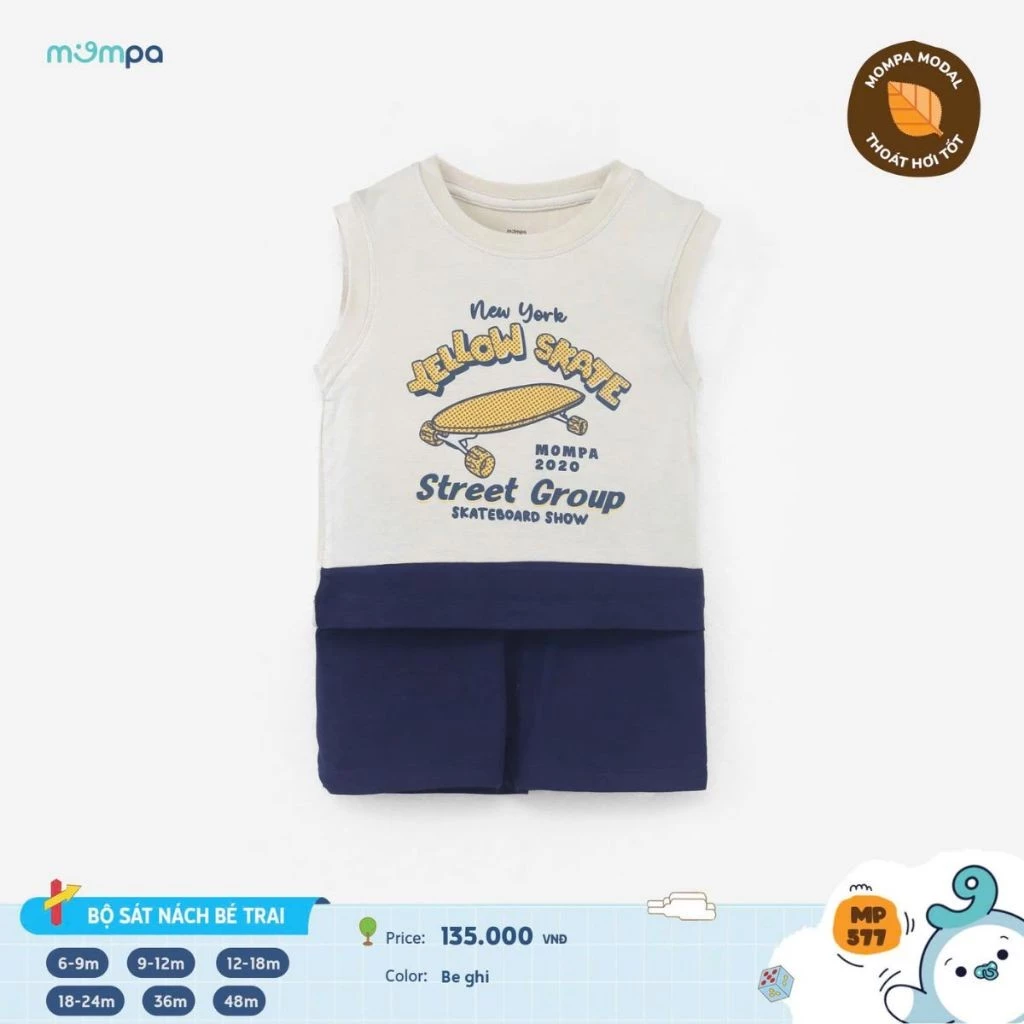 575 MOMPA  Bộ cộc tay bé gái 2 màu sz 6-9m - 140k				_thumbnail_2