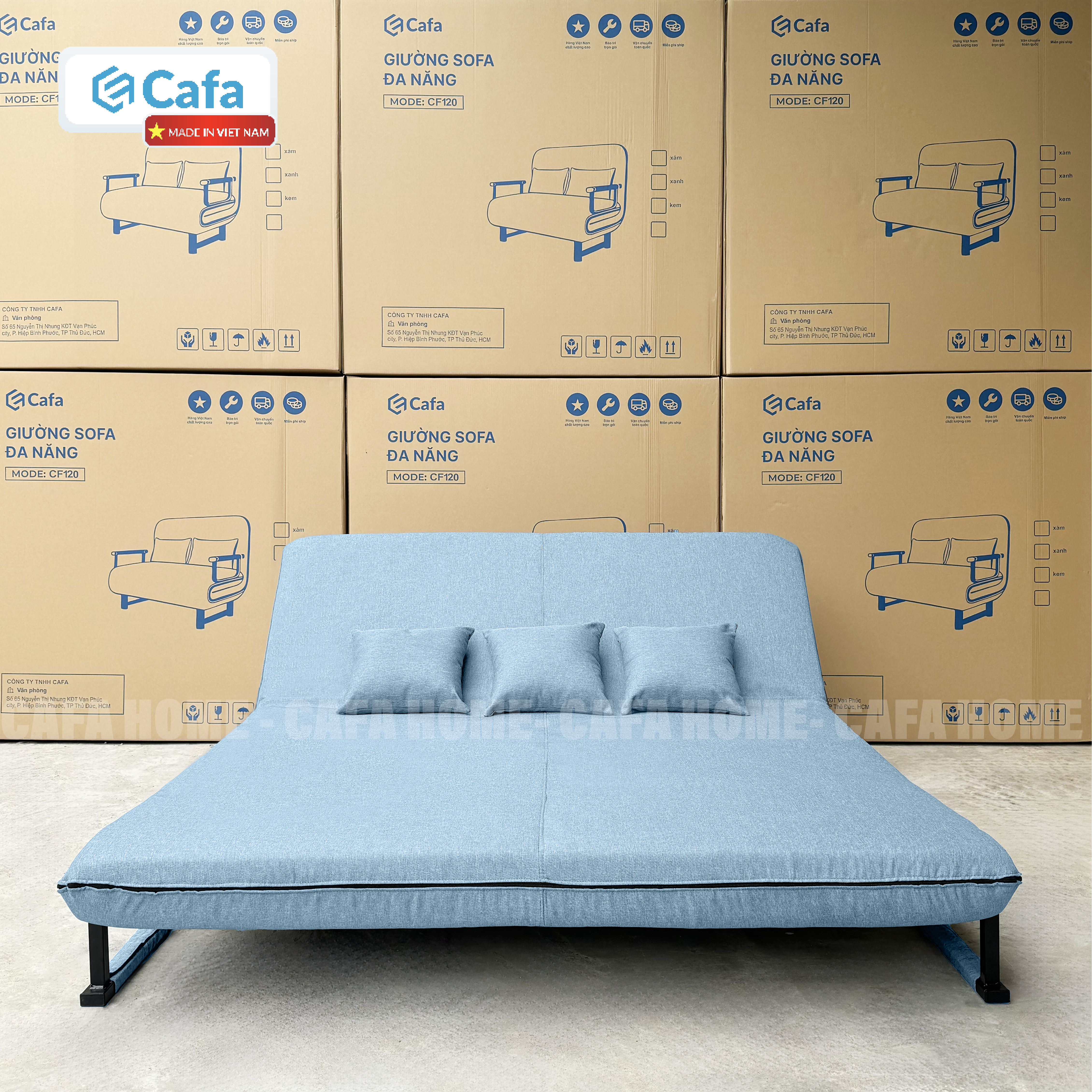 SOFA BED 150CM MÀU XANH