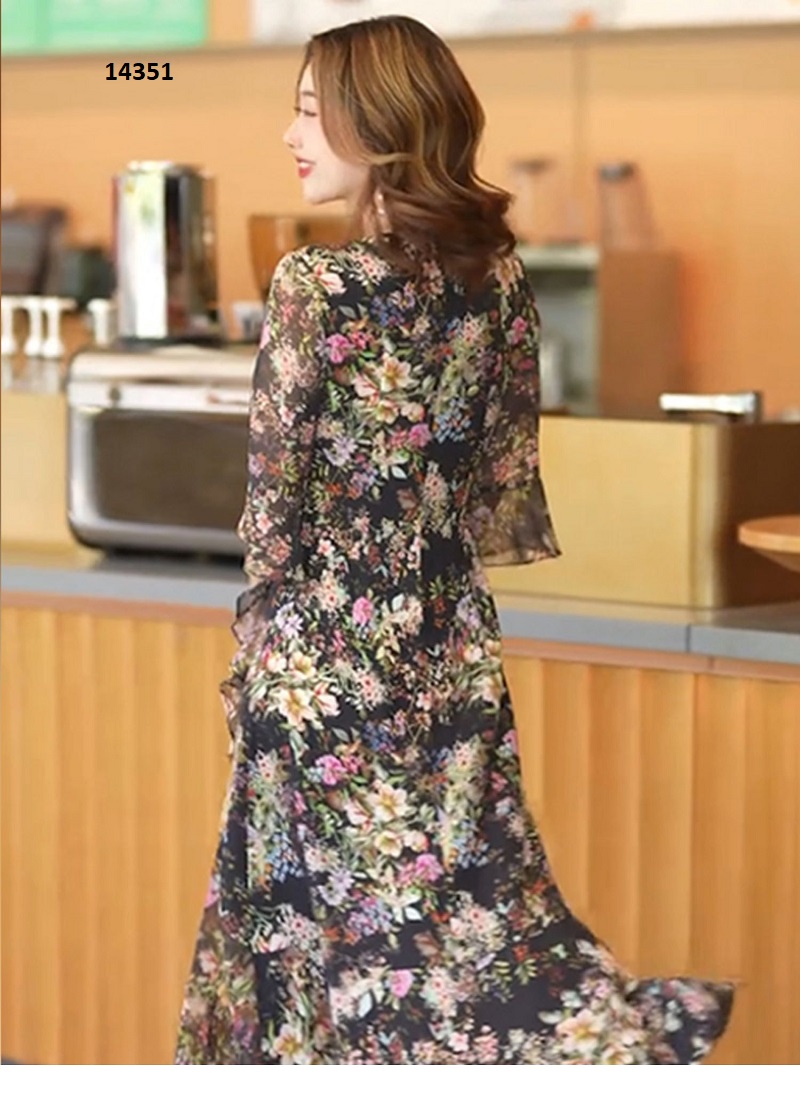 14351-Đầm voan xòe tay loe họa tiết hoa _thumbnail_2