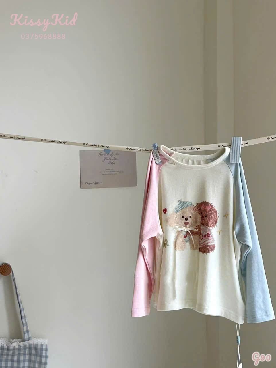 (G90) Áo thun mỏng hoạ tiết 2 con cún ống tay 2 màu_thumbnail_0