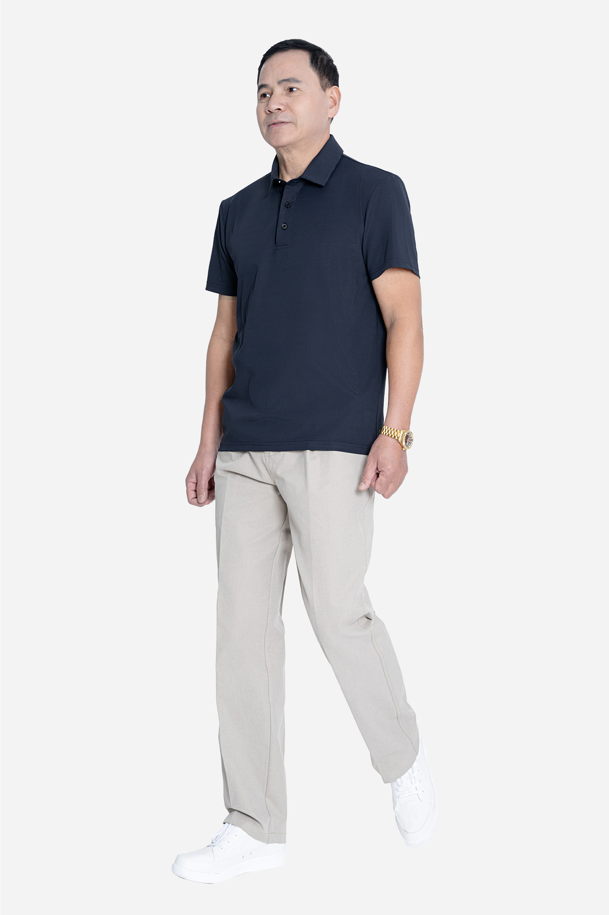 Áo Polo Nam Trung Niên ANCHI Chất Liệu Cotton Phom Suông Vạt Ngang Màu Xanh_thumbnail_22