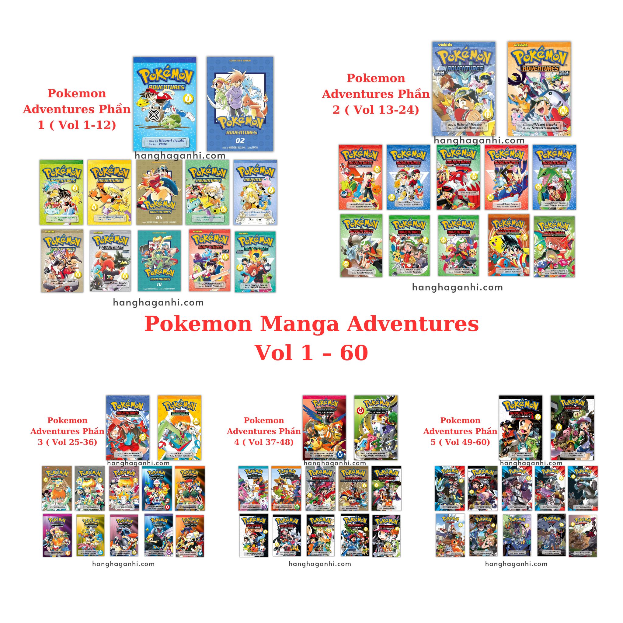 Pokemon Manga Adventures Series – 60 Books | Bản Tiếng Anh | [Trọn bộ]