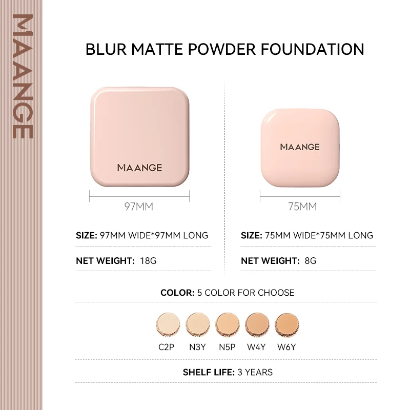 MAANGE Oil-Control Pressed Powder - Matte & Poreless 8g / 18g-F01 With Powder Puff_thumbnail_6
