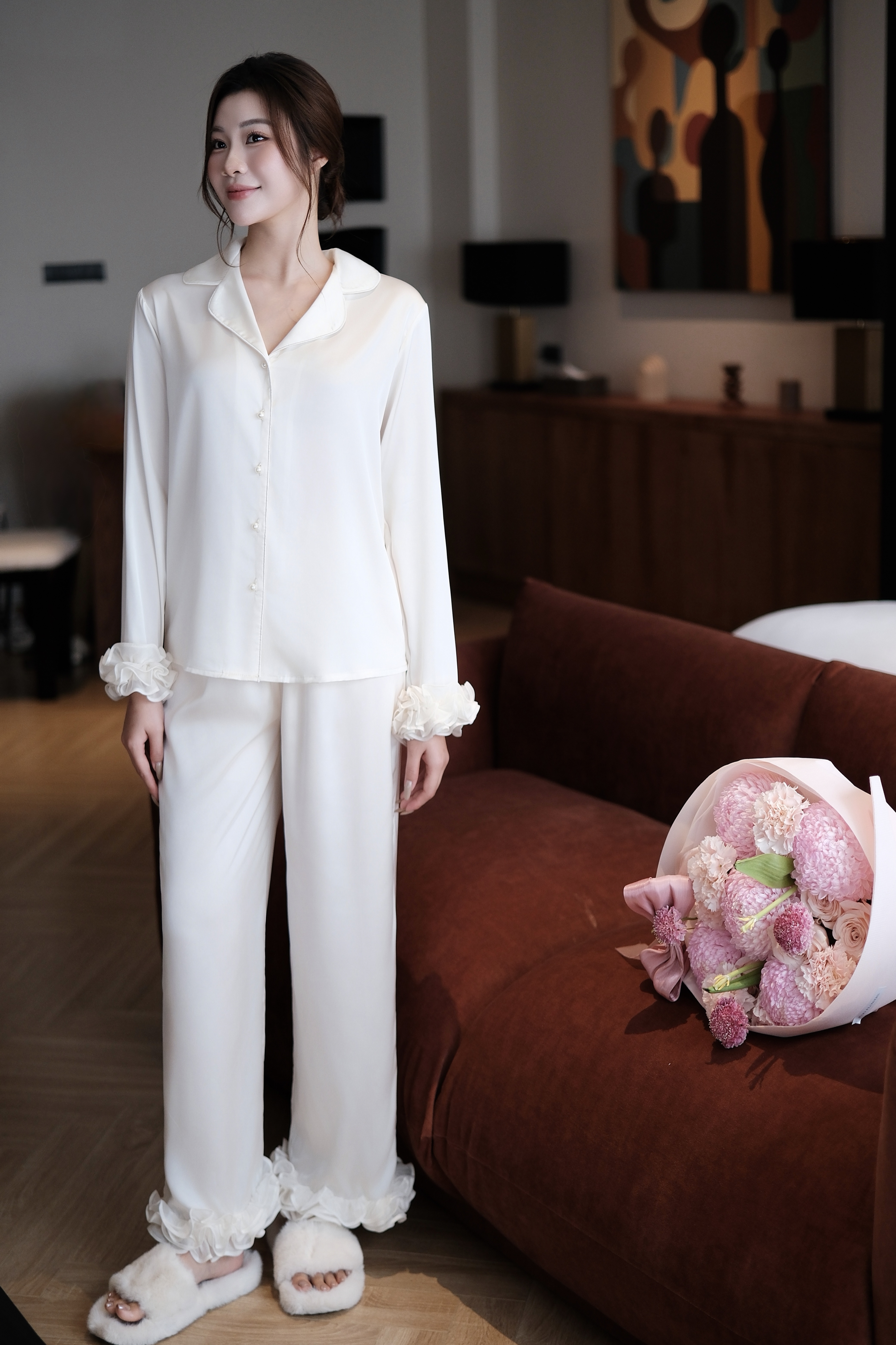 Bộ Lụa Áo Dài Tay, Quần Dài BN639_thumbnail_8