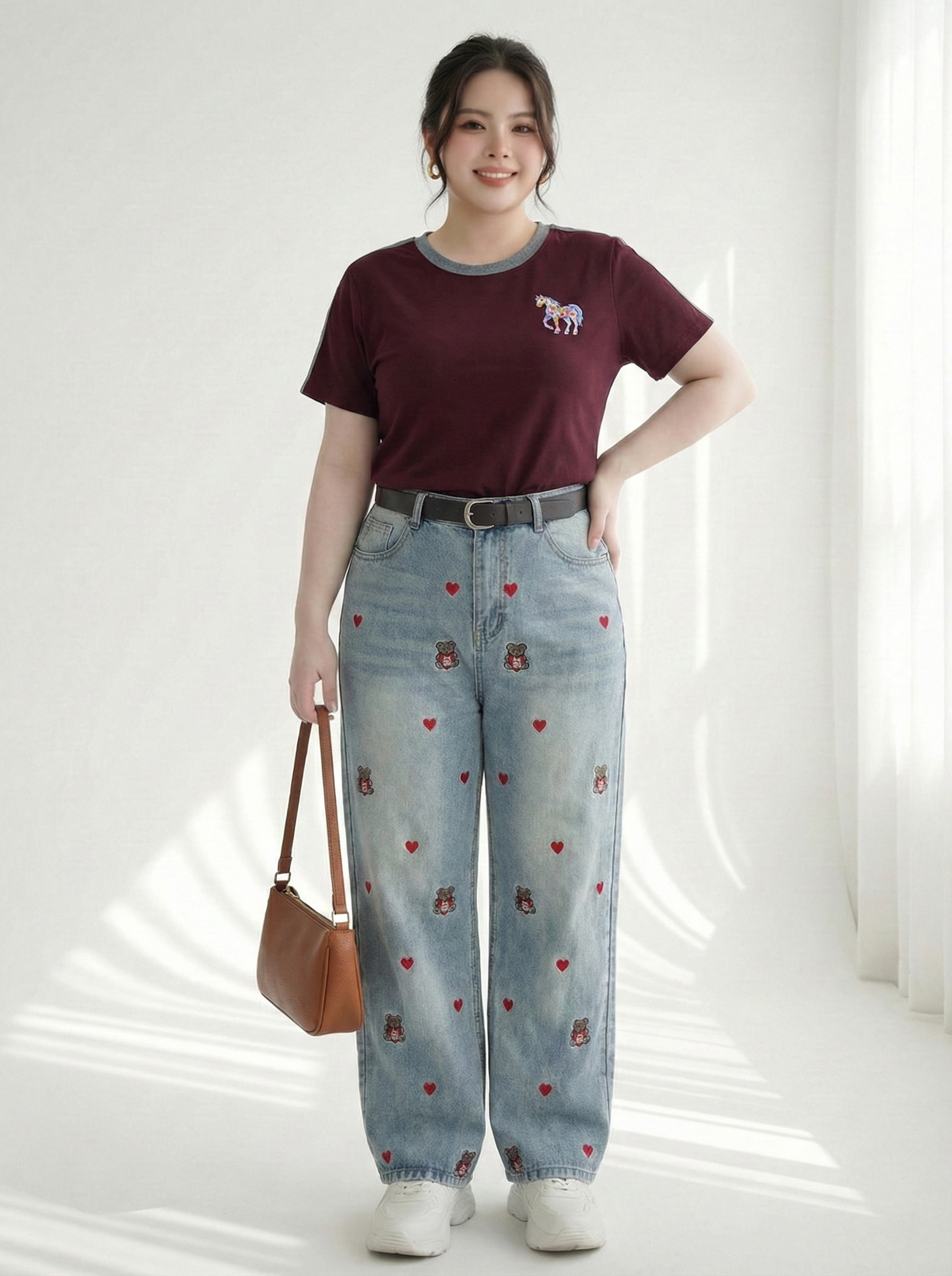 BIGSIZE - Quần suông thêu T-QJ252