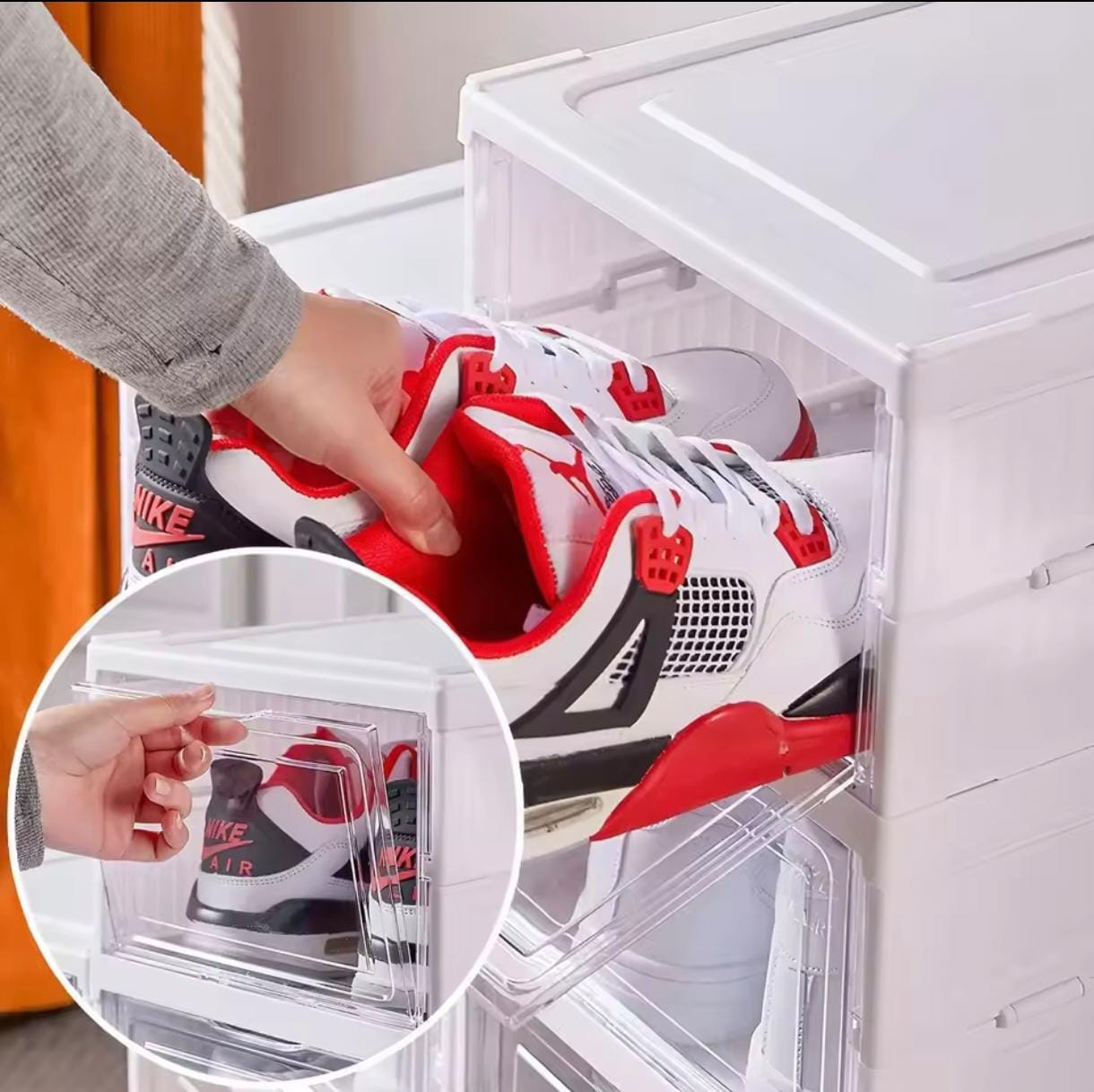 Zapatero Organizador Plegable 6 Niveles - Caja de Zapatos Transparente