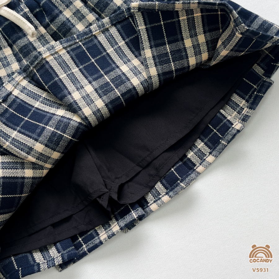 Chân váy kẻ XANH BE phối nơ BE_thumbnail_4