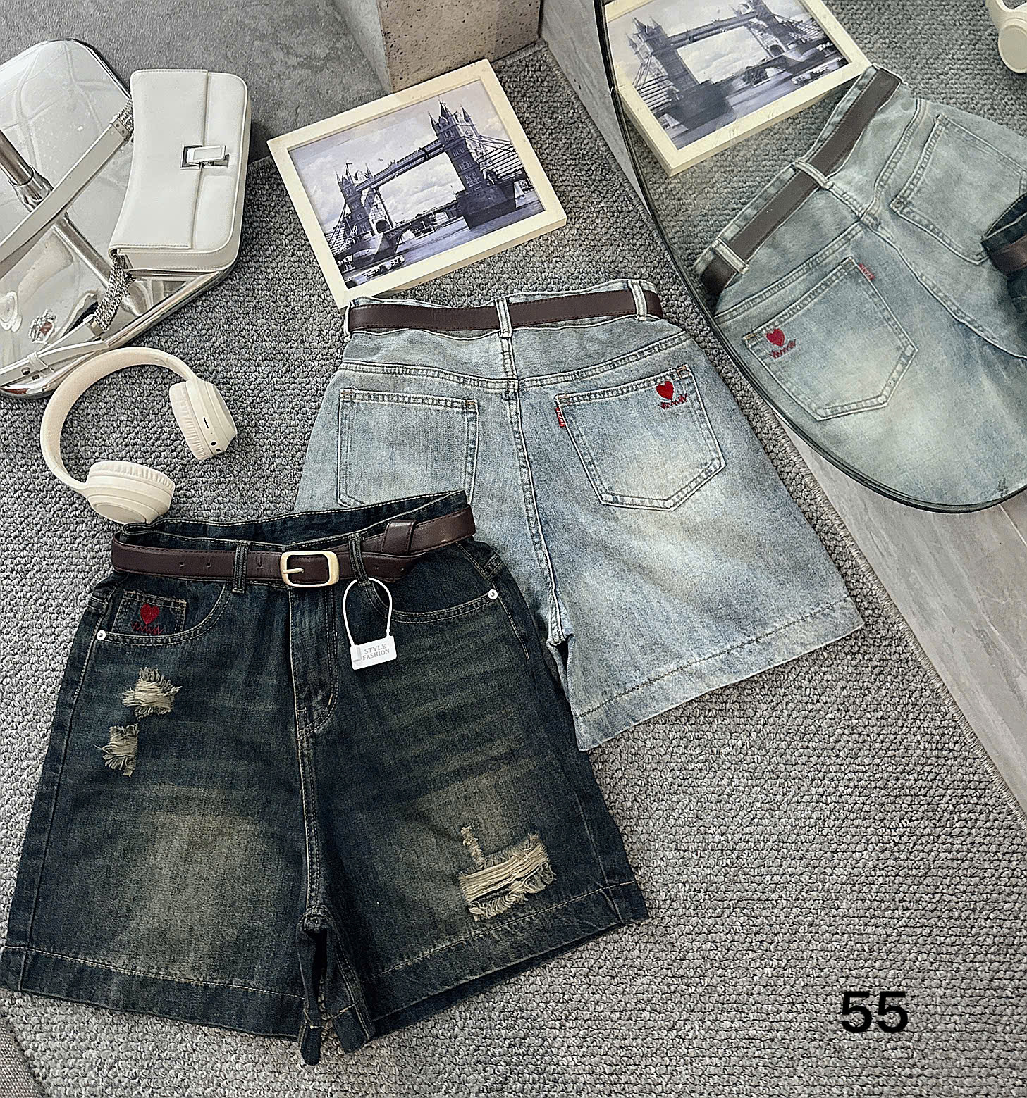 Quần short jean lửng rách thêu trái tim bigsize QSJ55 dành cho nàng từ 55-90kg_thumbnail_2