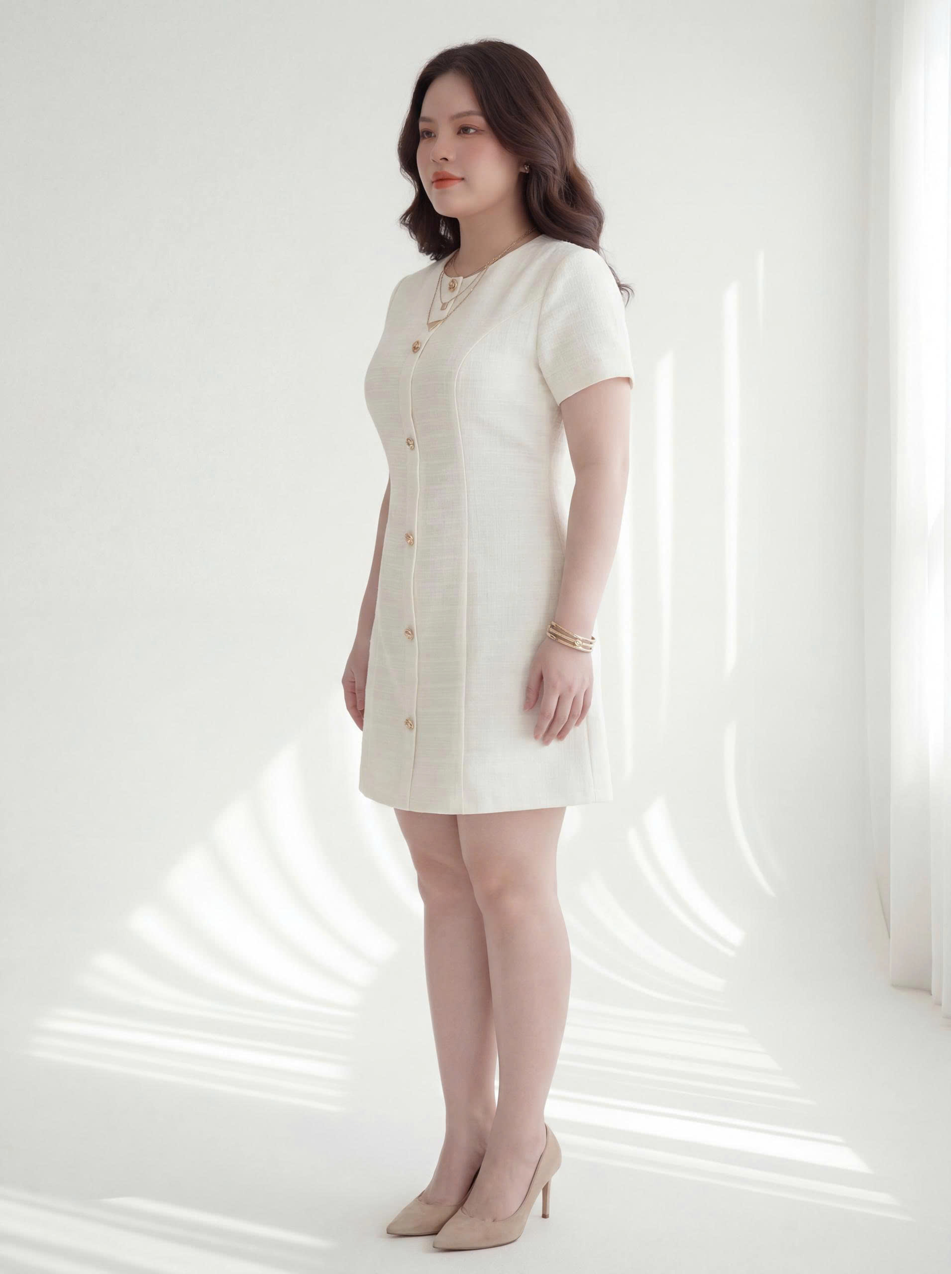 BIGSZE NỮ - Đầm dáng A phối nút V-DA213_thumbnail_1