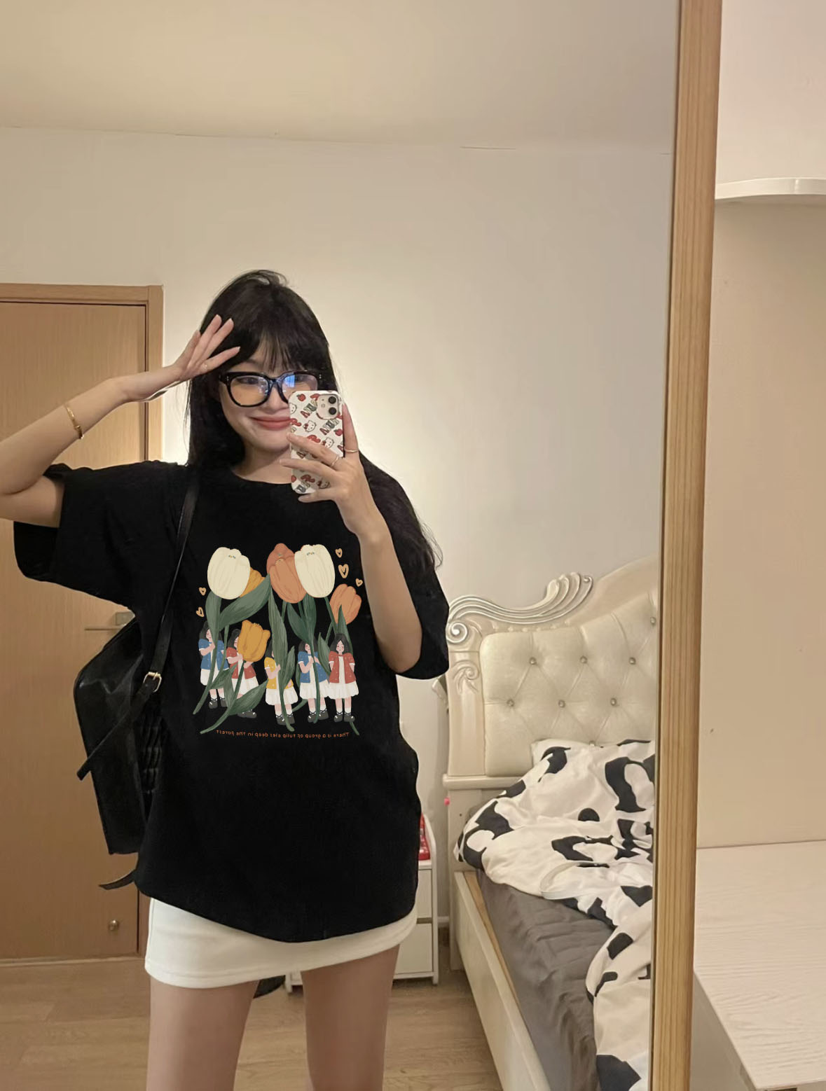 Áo thun nữ hoa tulip form rộng ATD201 Miucho chất vải cotton in Artwork_thumbnail_24