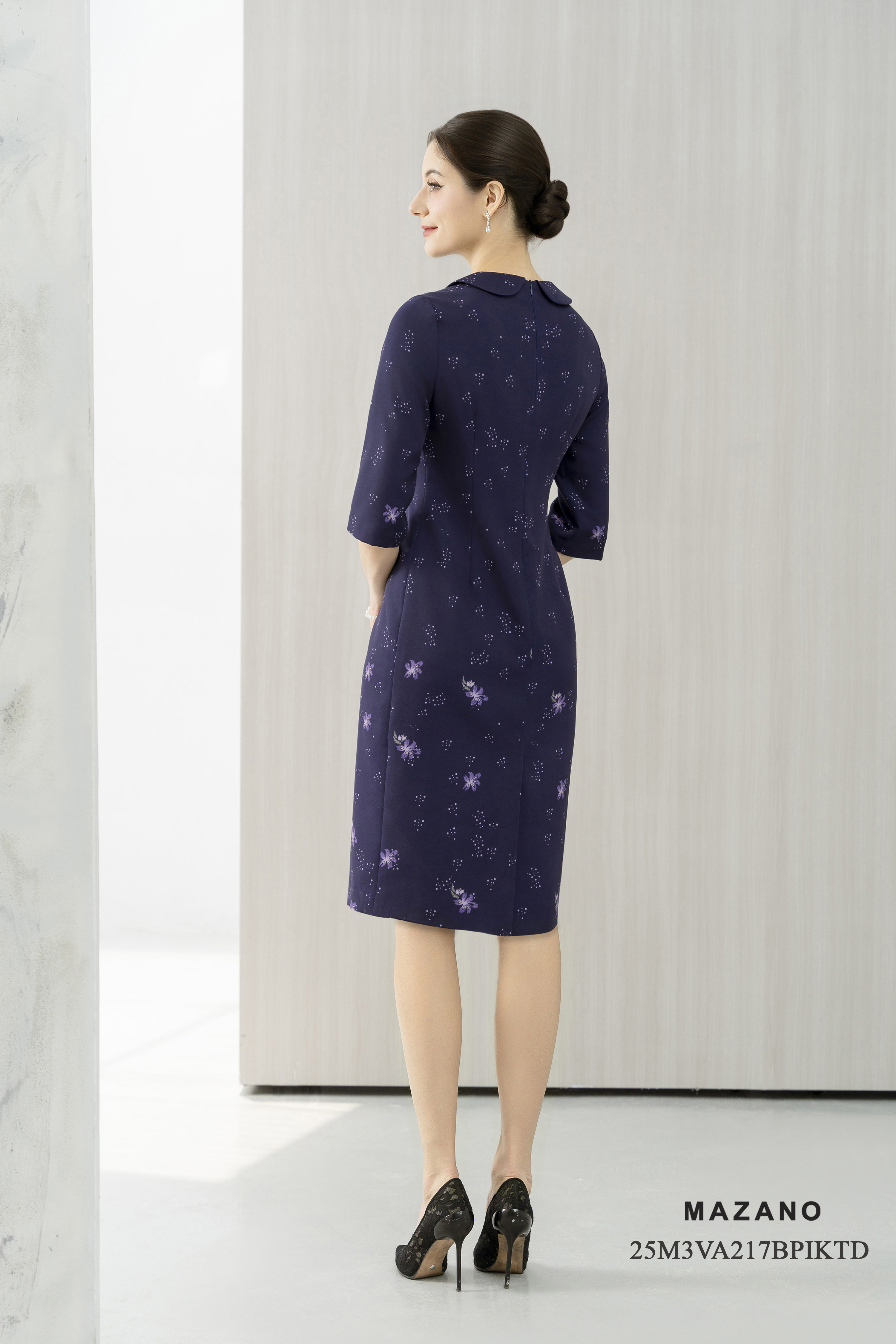 Váy Đầm suông  Vải thô  Cổ nằm cách điệu Tay lỡ Dài tới bắp_thumbnail_2