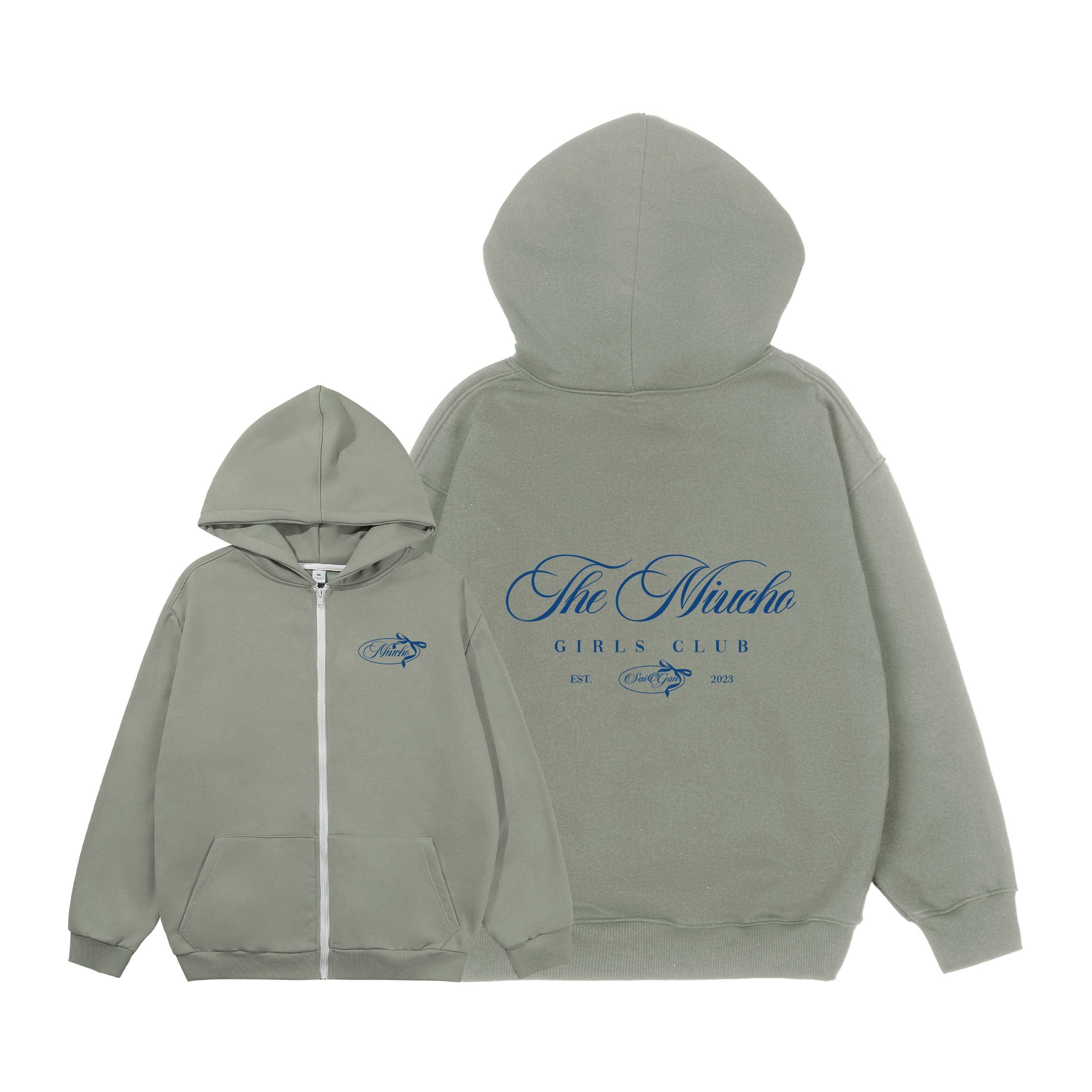 Áo hoodie zip local brand form rộng vải nỉ chân cua HZD1641 Miucho in typography_thumbnail_8