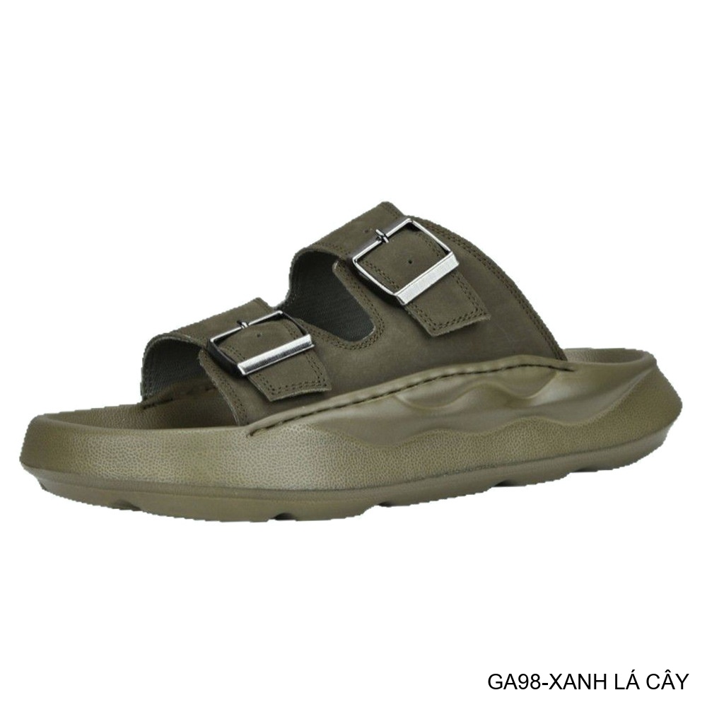 GA98 - Dép xỏ ngón nam đế dày thời trang, da bò mềm, hai quai khóa kim loại, màu Xanh Lá Cây và Đen_thumbnail_4