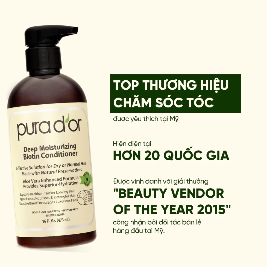 Dầu xả Biotin PURA D'OR giúp phục hồi và dưỡng ẩm chuyên sâu 473ml_thumbnail_7