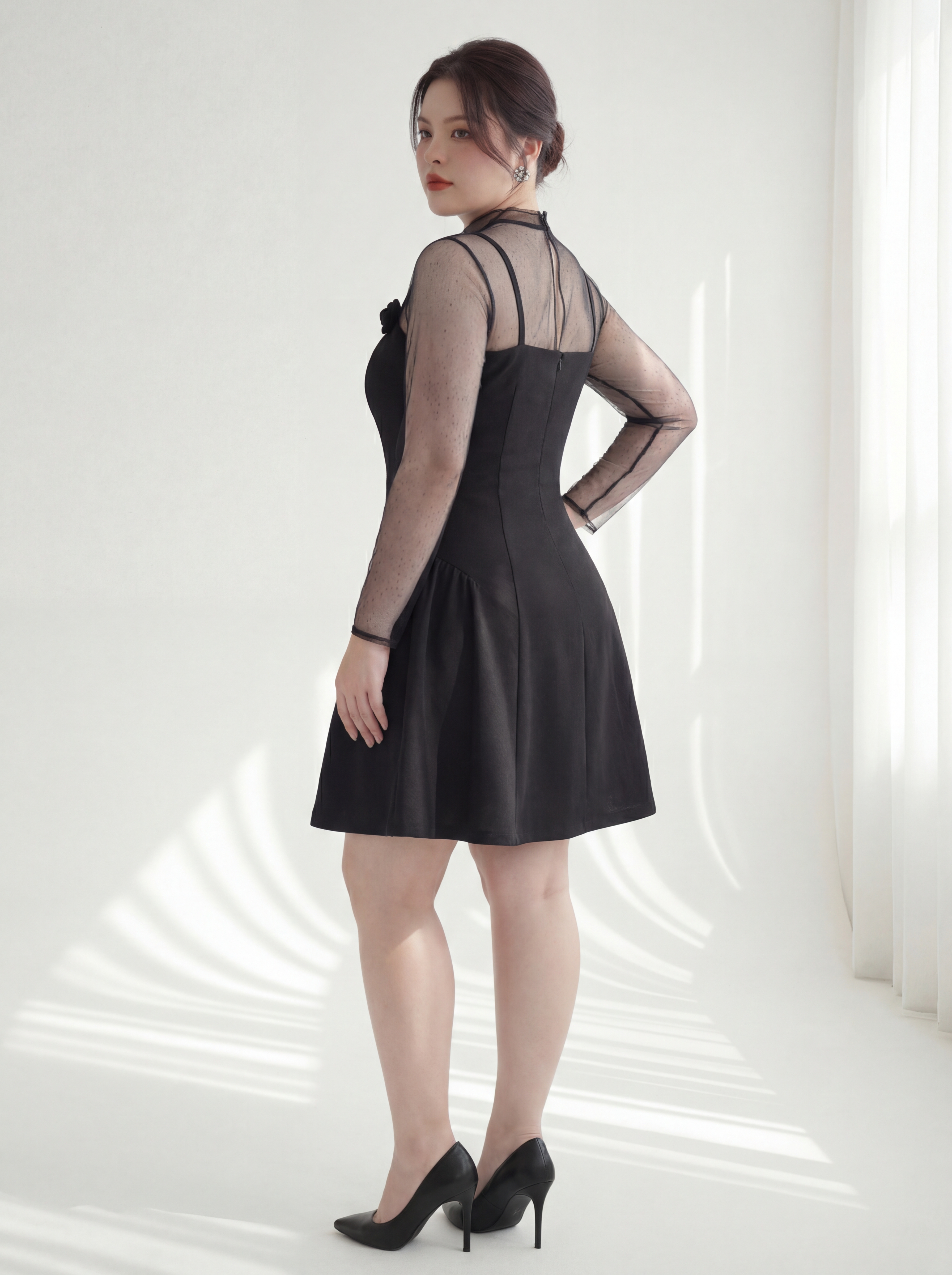 BIGSIZE NỮ - Sét đầm dáng A kèm áo kim tuyến V-DA215