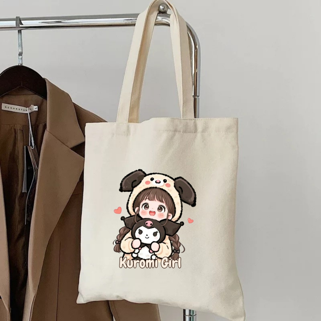 Túi tote vải canvas We Tee hình cô gái hottrend đội mũ thỏ trắng, có khóa kéo và ngăn phụ - WTU09_thumbnail_9