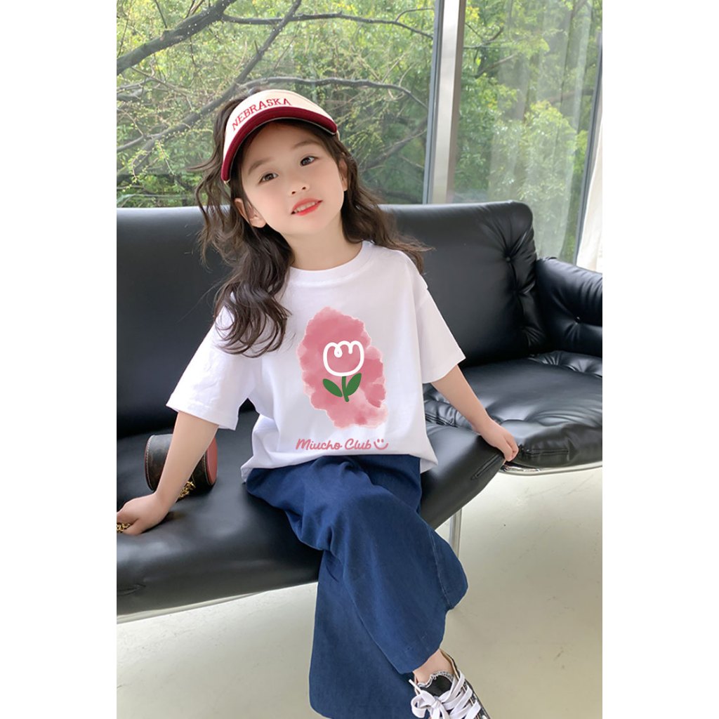 Áo thun cho bé gái form rộng AED705 Miucho Kid 100% vải cotton thoáng mát basic_thumbnail_2