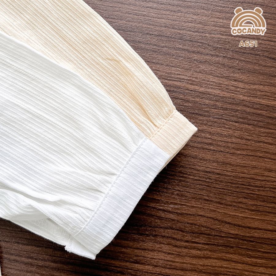 Áo dài sơ mi BE cổ viền bèo vai phối bèo_thumbnail_2