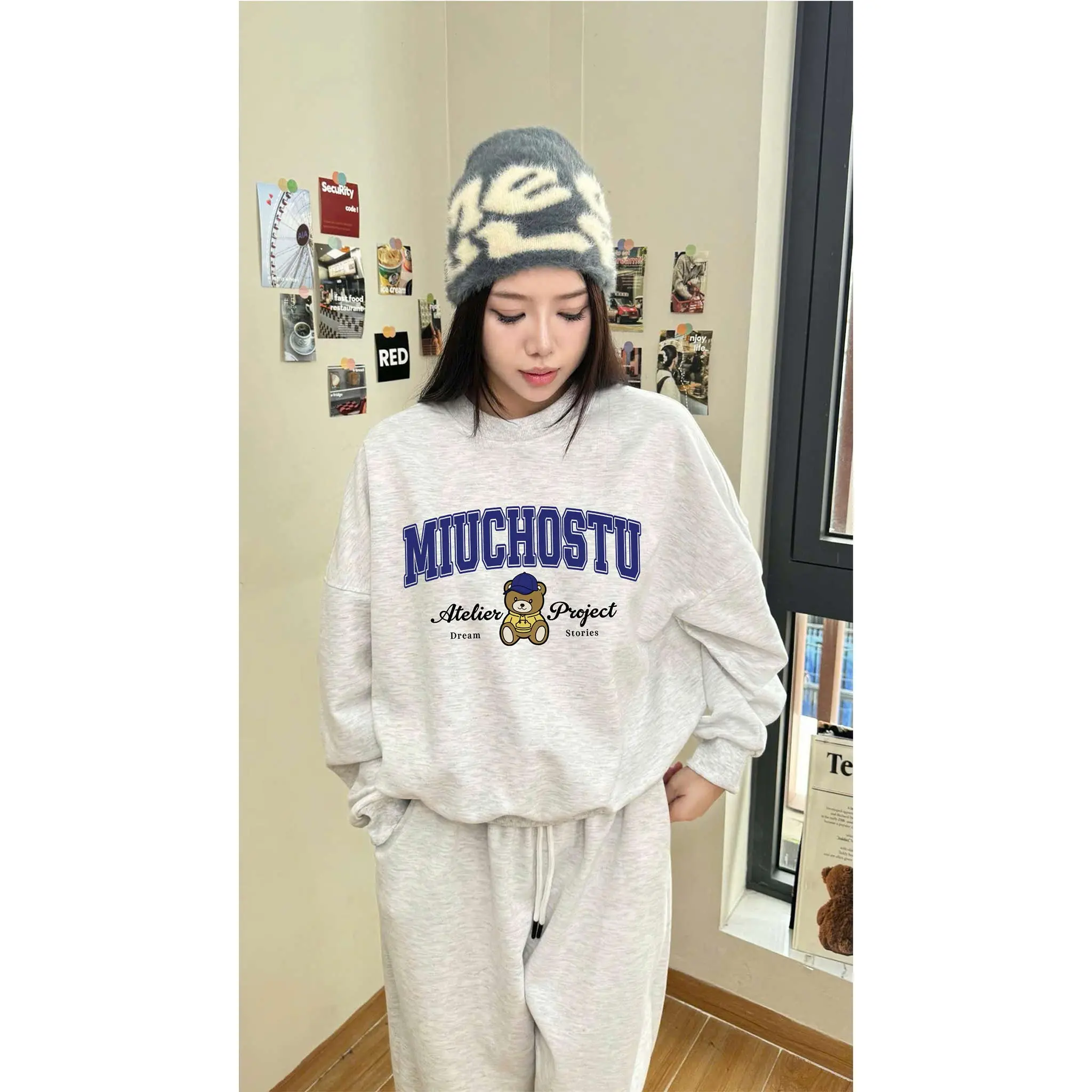 Áo Sweater nam nữ form boxy Miucho nỉ 2 da thoáng mát dày dặn giữ ấm tốt in mix 2790_thumbnail_7