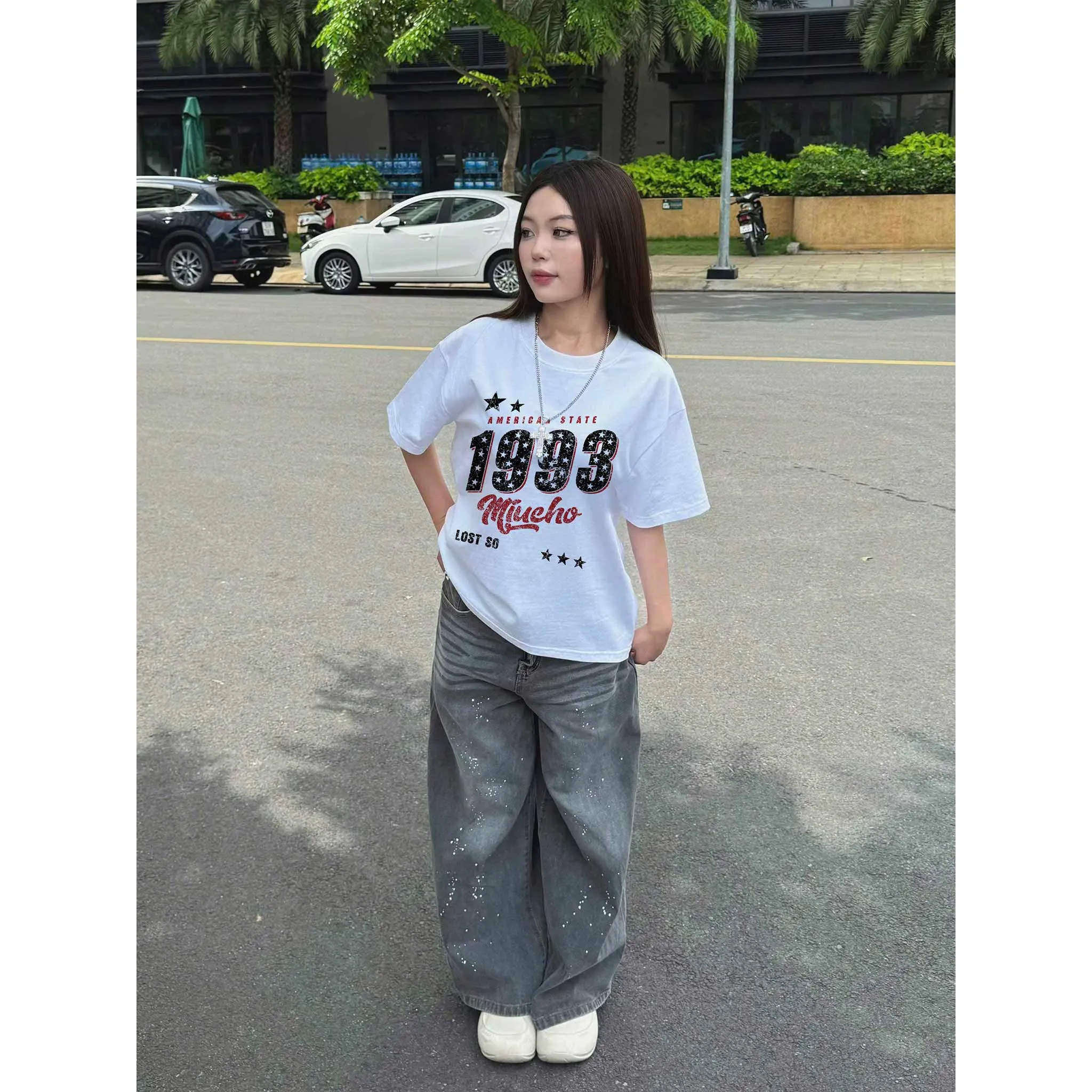 Áo thun nam nữ form boxy in năm 1993 Miucho 2545 chất vải cotton 2c cao cấp thoáng mát in mix_thumbnail_3