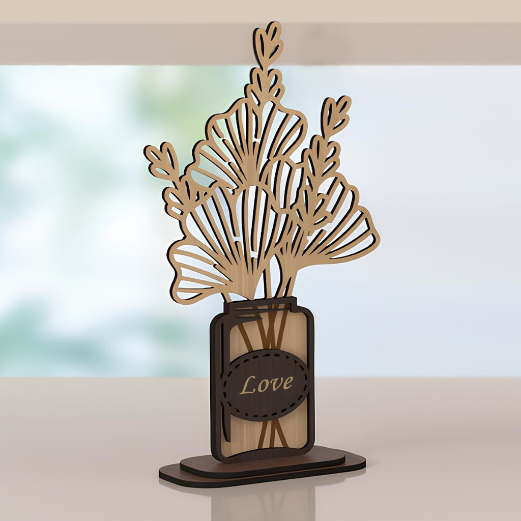 Hoa Bất Tử - Lọ hoa bằng gỗ trang trí, để bàn học, bàn làm việc. Lọ hoa không bao giờ héo_thumbnail_0