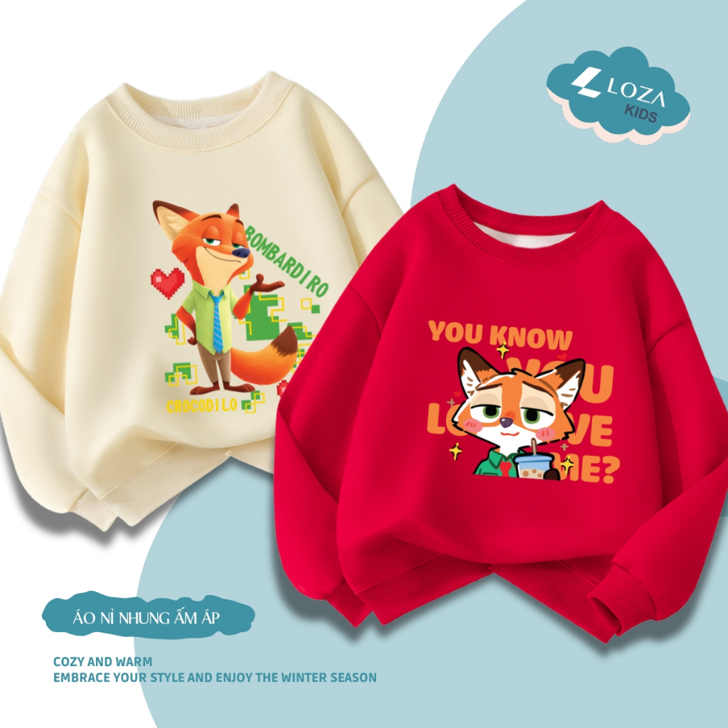 Áo nỉ bé trai in hình hoạt hình ZOOTOPIA  - Loza Kids IN026 IN026
