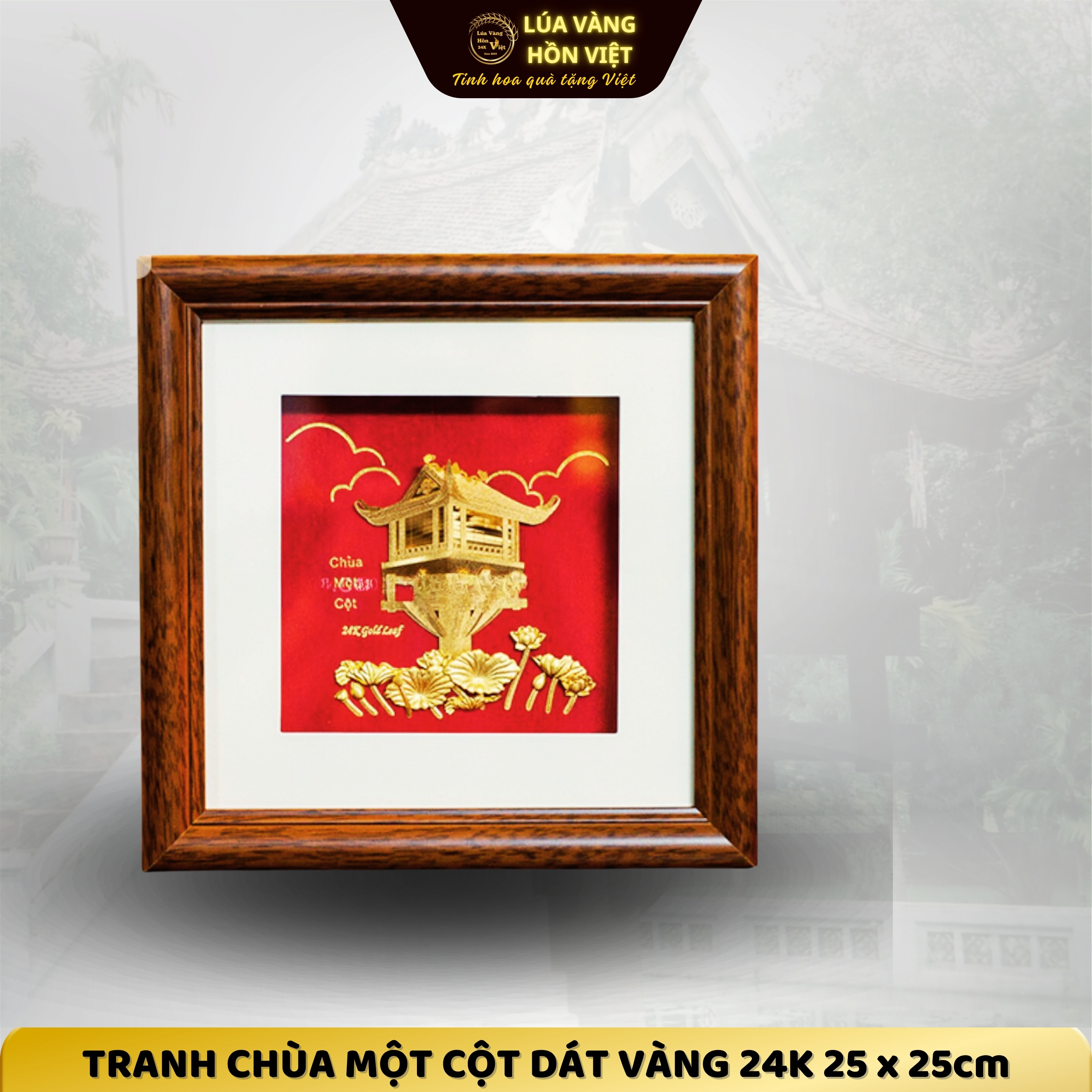 TRANH CHÙA MỘT CỘT DÁT VÀNG 24K 25x25cm_thumbnail_0