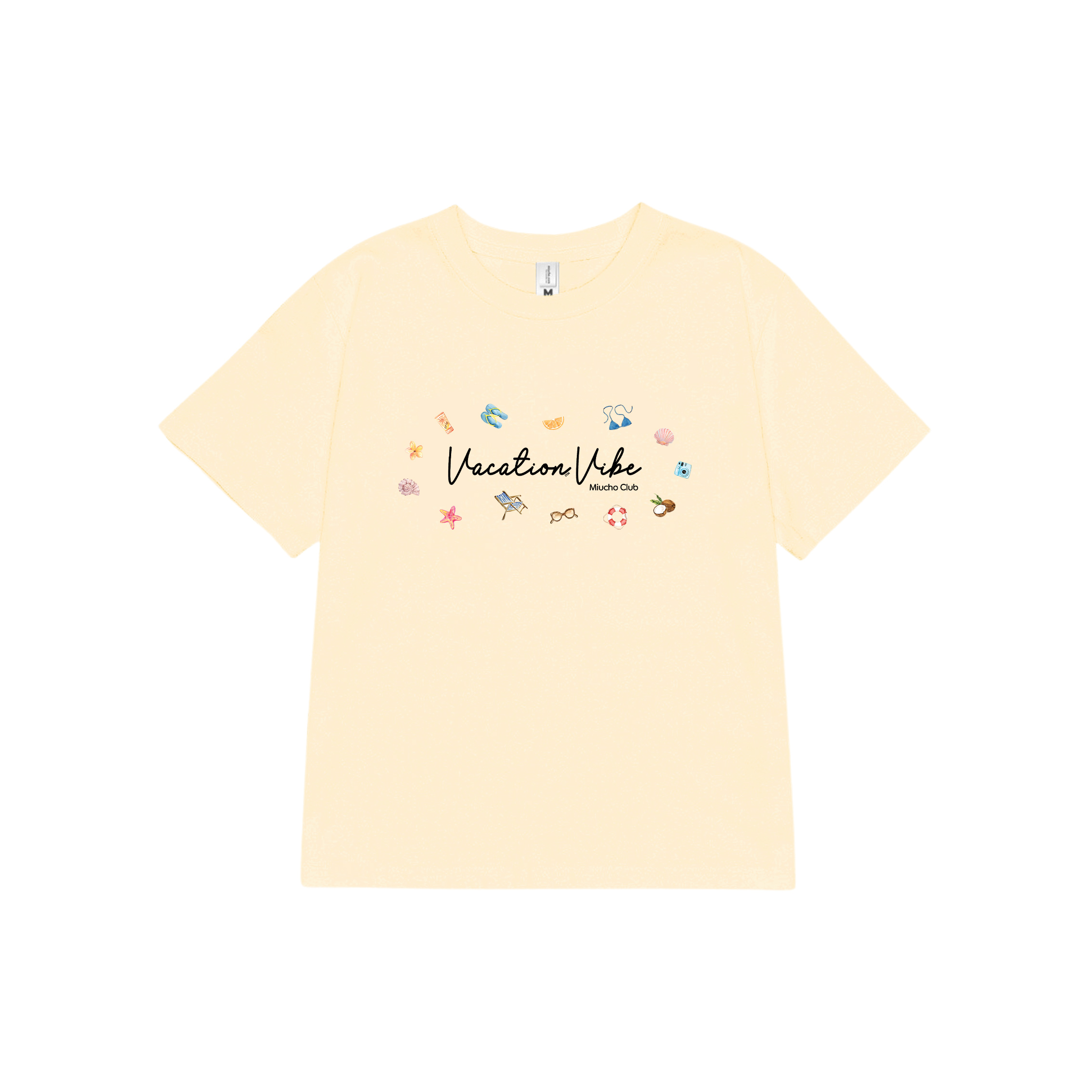 Áo baby tee ôm body hè biển 2194 Miucho cổ tròn vải cotton 4c thoáng mát in mix