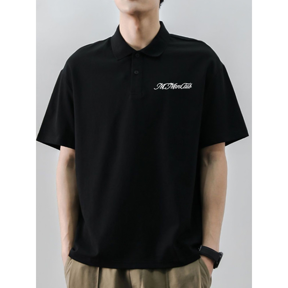 Áo polo nam form rộng đẹp PLD193 Miucho Man tay lỡ vải cotton mềm mại cho nam in Typography_thumbnail_3