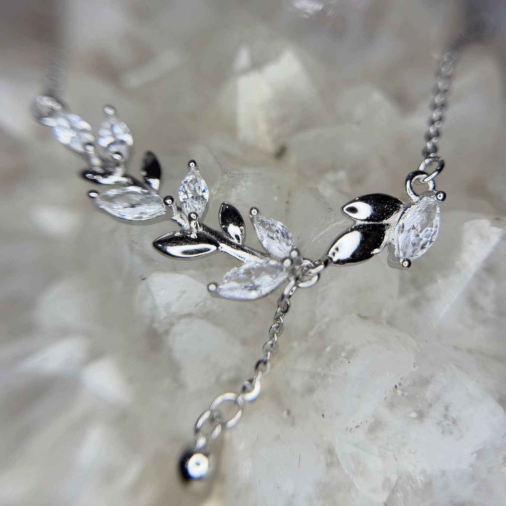 vòng tay bạc 925 xi bạch kim charm hoa lá thiên nhiên 