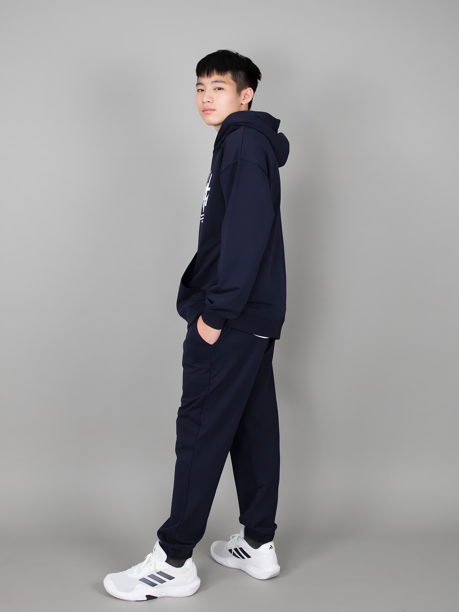 Áo nỉ hoodie navy in chữ ngực_thumbnail_4