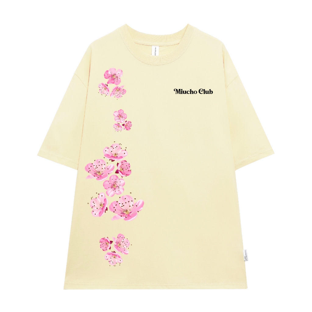 Áo thun Tết in hoa đào form rộng local brand ATD923 Miucho tay ngắn cổ tròn in mix_thumbnail_0