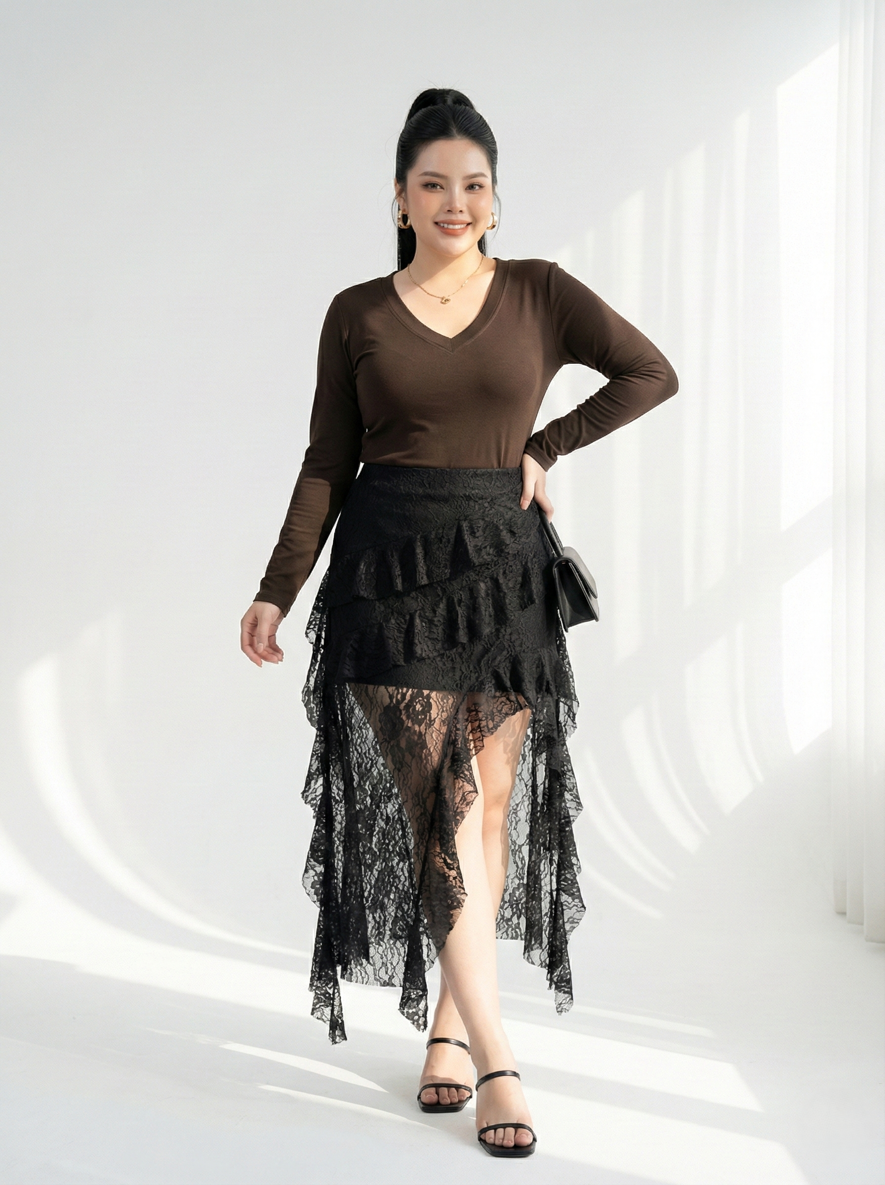 Chân váy ren nhún kiểu bigsize CV036 dành cho nàng mũm mĩm từ 55-95kg