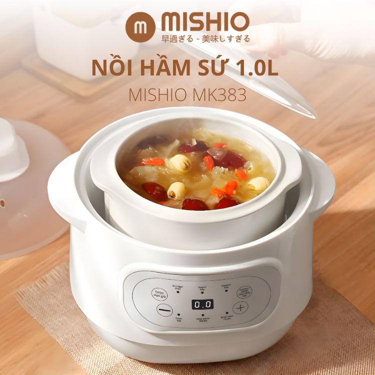 Nồi nấu chậm lòng sứ 1L Mishio MK383