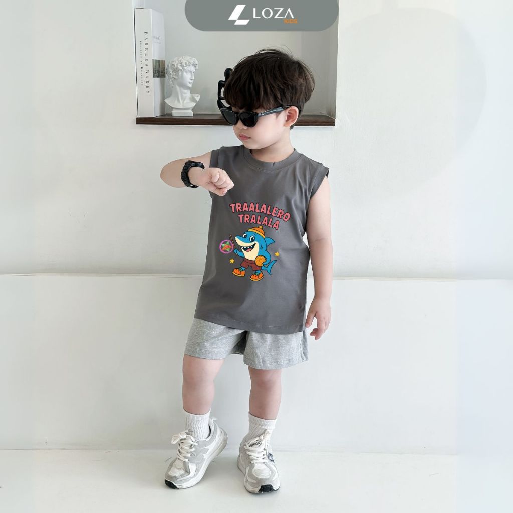 Bộ ba lỗ bé trai Brainrot Tralalero Tralala size từ 15-40kg - Quần áo bé trai Loza Kids BL448_thumbnail_1