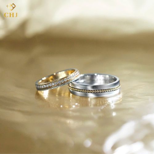 Cặp Nhẫn Cưới Kim Cương Vàng 14K CHJ520_thumbnail_0