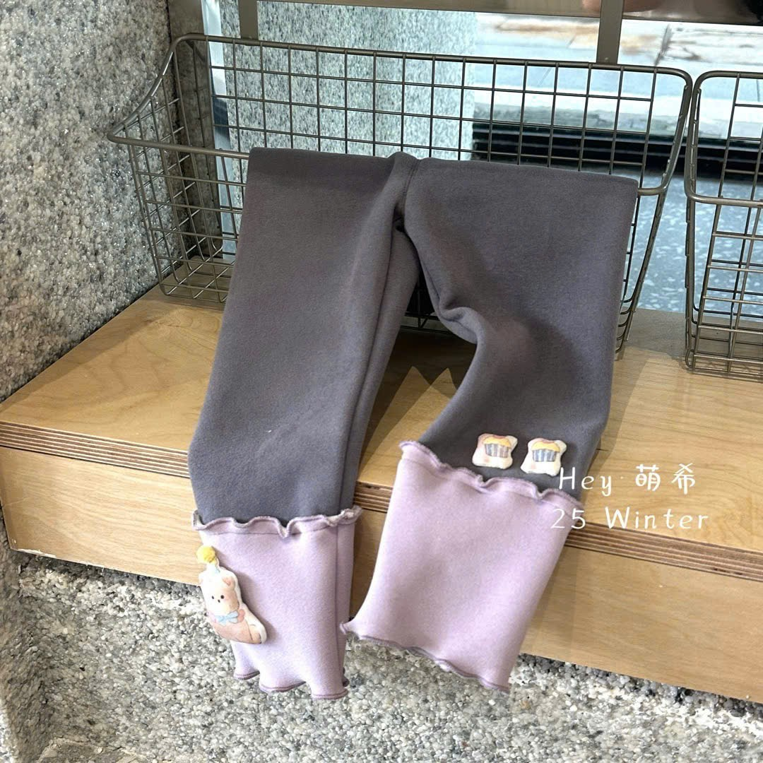 (Q152) Quần legging lót lông xám chuột gấu gập tím heyduck_thumbnail_0