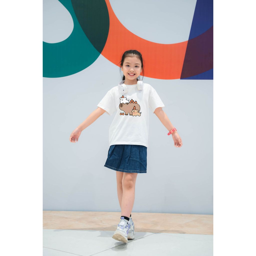 Áo thun capyabara và 2 cún cho bé gái  từ 15-40kg - Áo thun bé gái Loza Kids AT2770_thumbnail_2