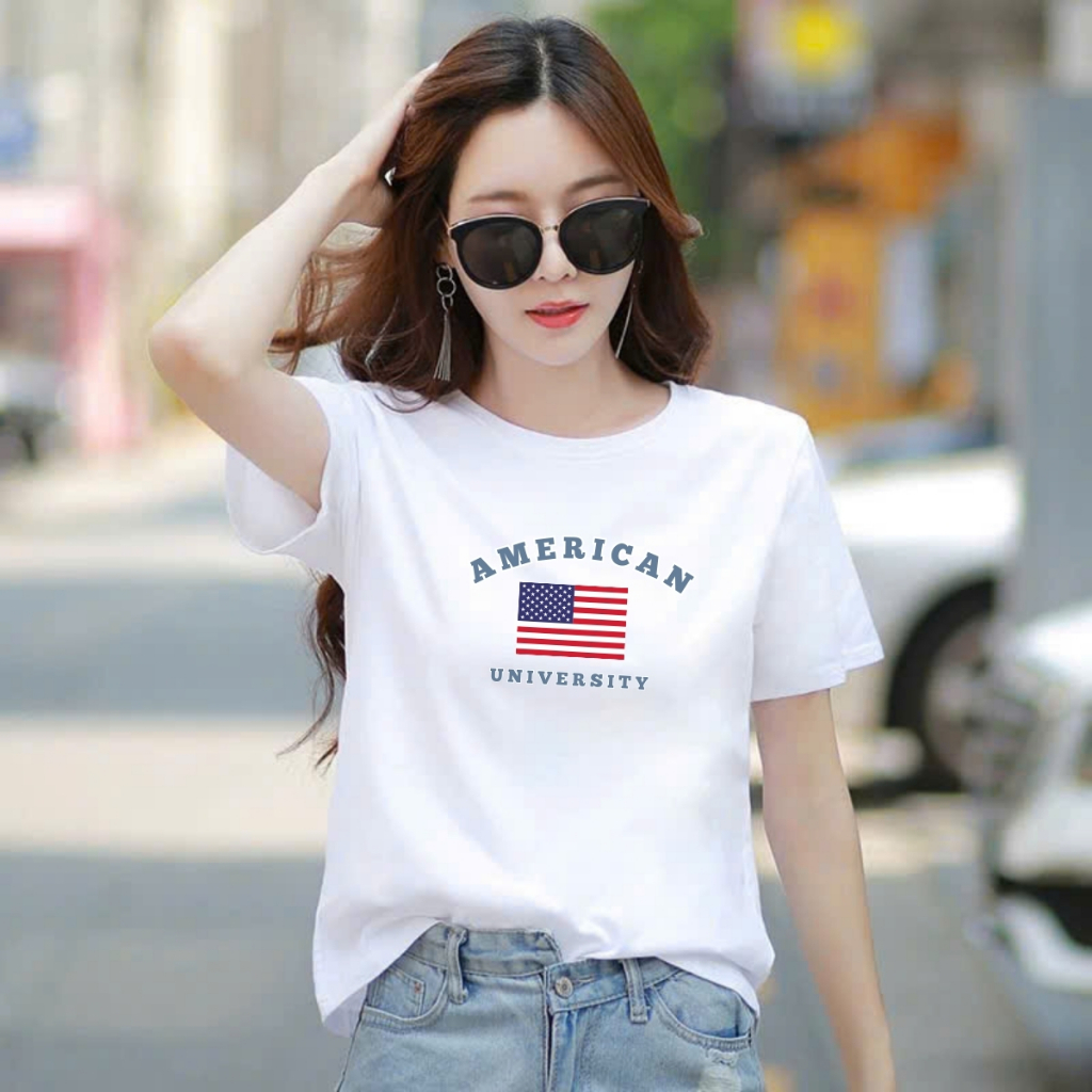 [Form Rộng] Áo thun nữ LOZA 'AMERICAN' - Áo phông nữ dáng rộng hình cờ Mỹ - Mã RT8201_thumbnail_1