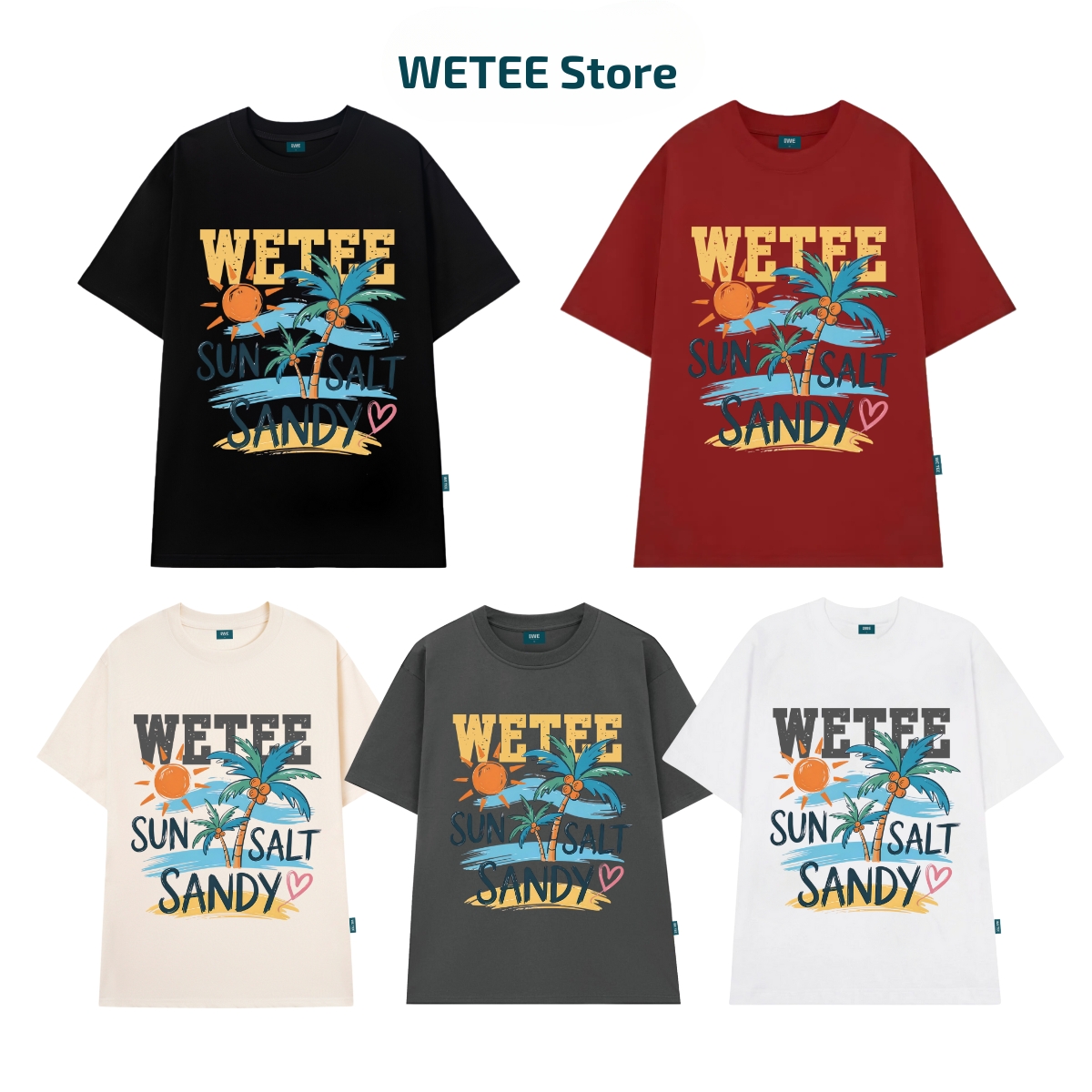 Áo thun local brand We Tee "Sun, Salt, Sandy" dáng oversize rộng unisex nam nữ - WU1072 WU1072