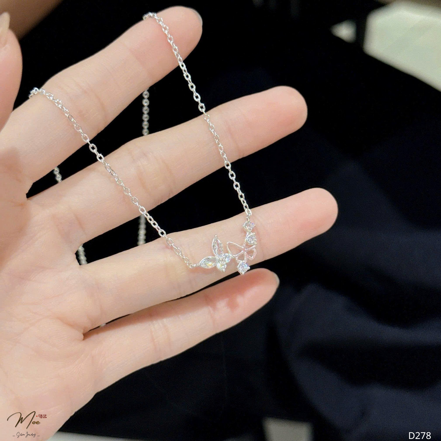 D278 - Dây chuyền hồ điệp đôi pha lê