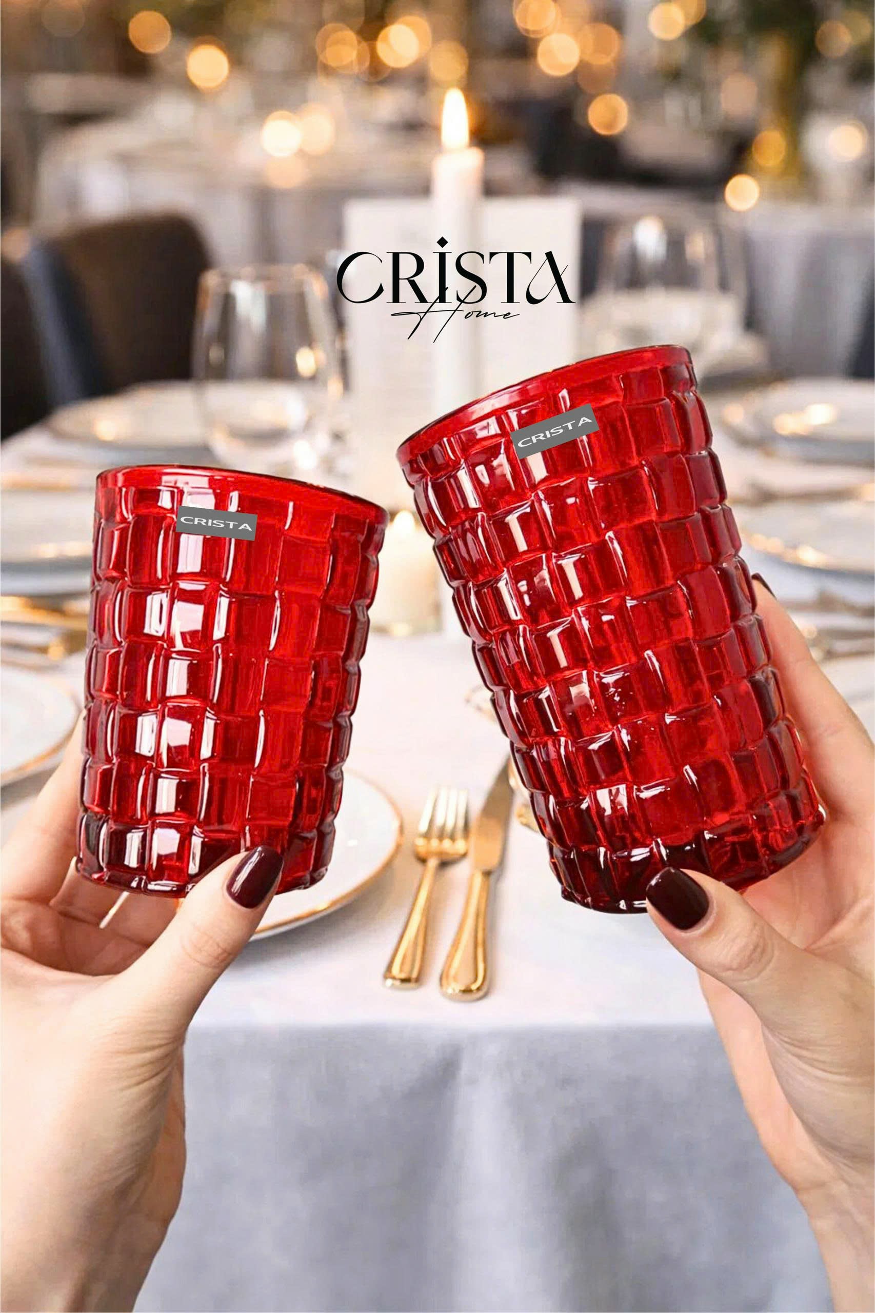 Bộ 6 cốc thủy tinh CRISTA HOME vân Caro to 350 ml_thumbnail_30