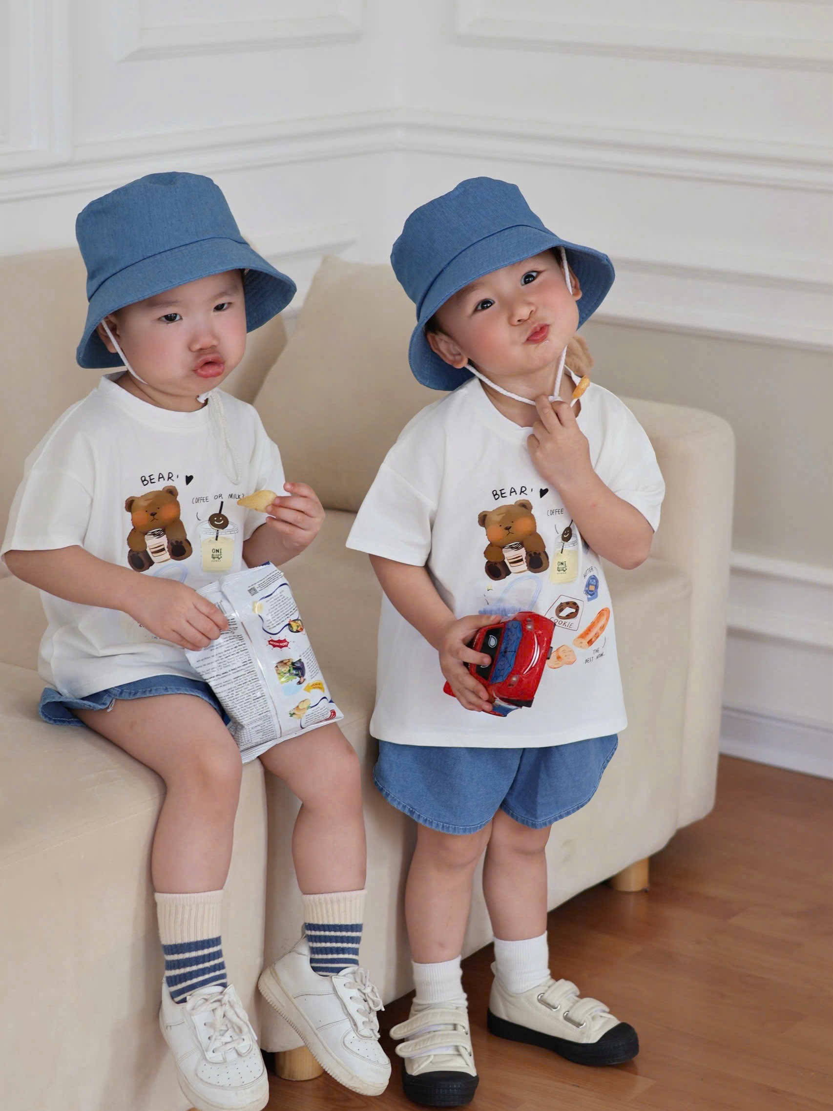 Q07 BỘ CỘC GẤU NÂU BEAR TIM KÈM MŨ VÀNH- A117.1794