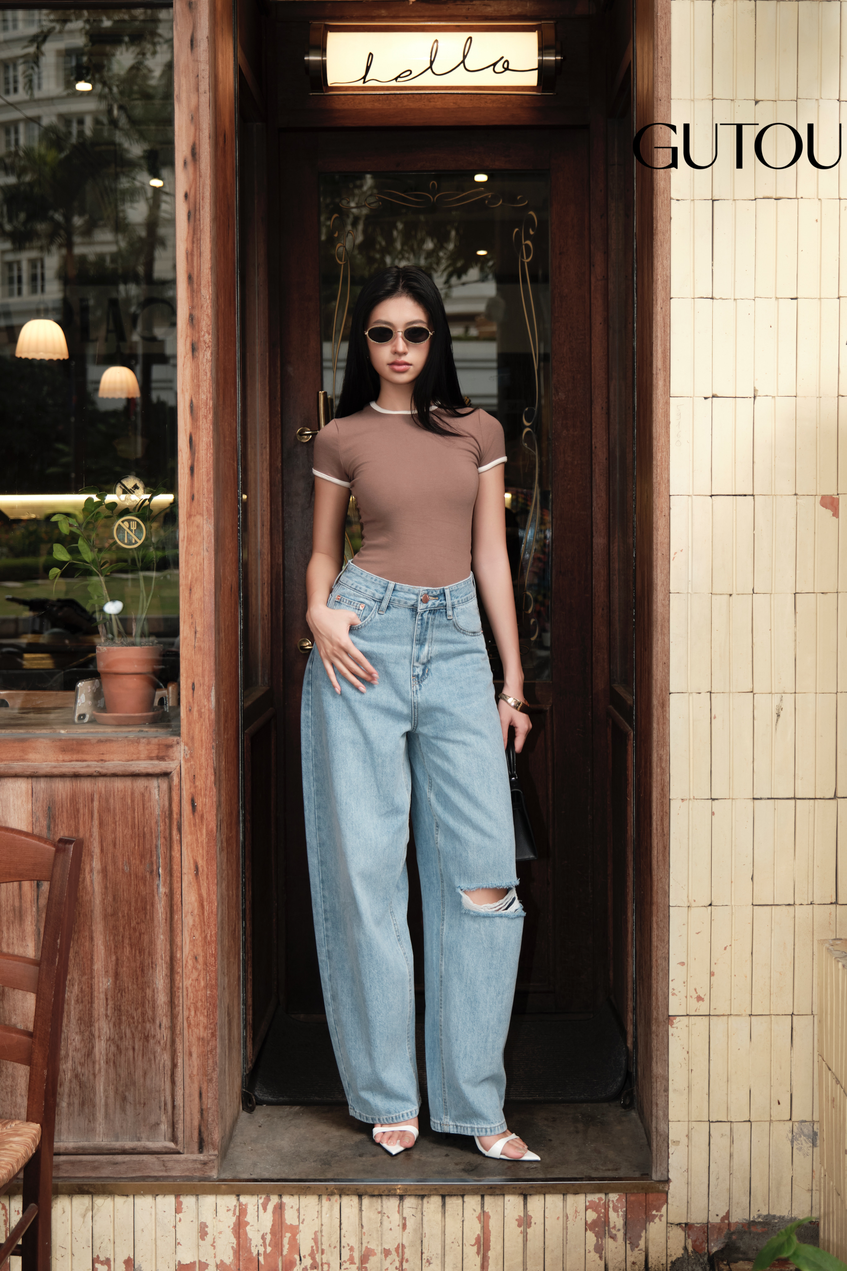 [ GUTOU ] Quần Jean Baggy Rách Gối Hekehego_thumbnail_2