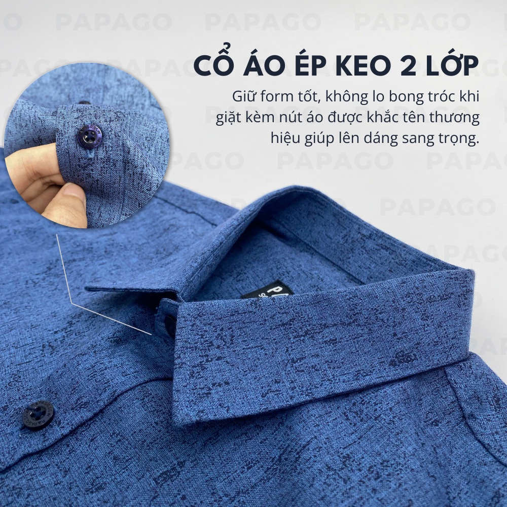 Áo sơ mi nam trung niên lai ngang PAPAGO vải xô đũi in họa tiết - P23SNHT003_thumbnail_7