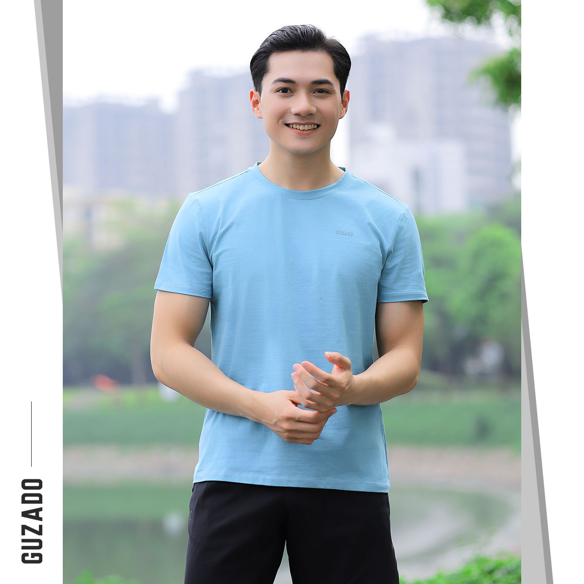 Đồ Bộ Guzado Áo Cotton Kết Hợp Quần Gió Basic  BTS03_thumbnail_12