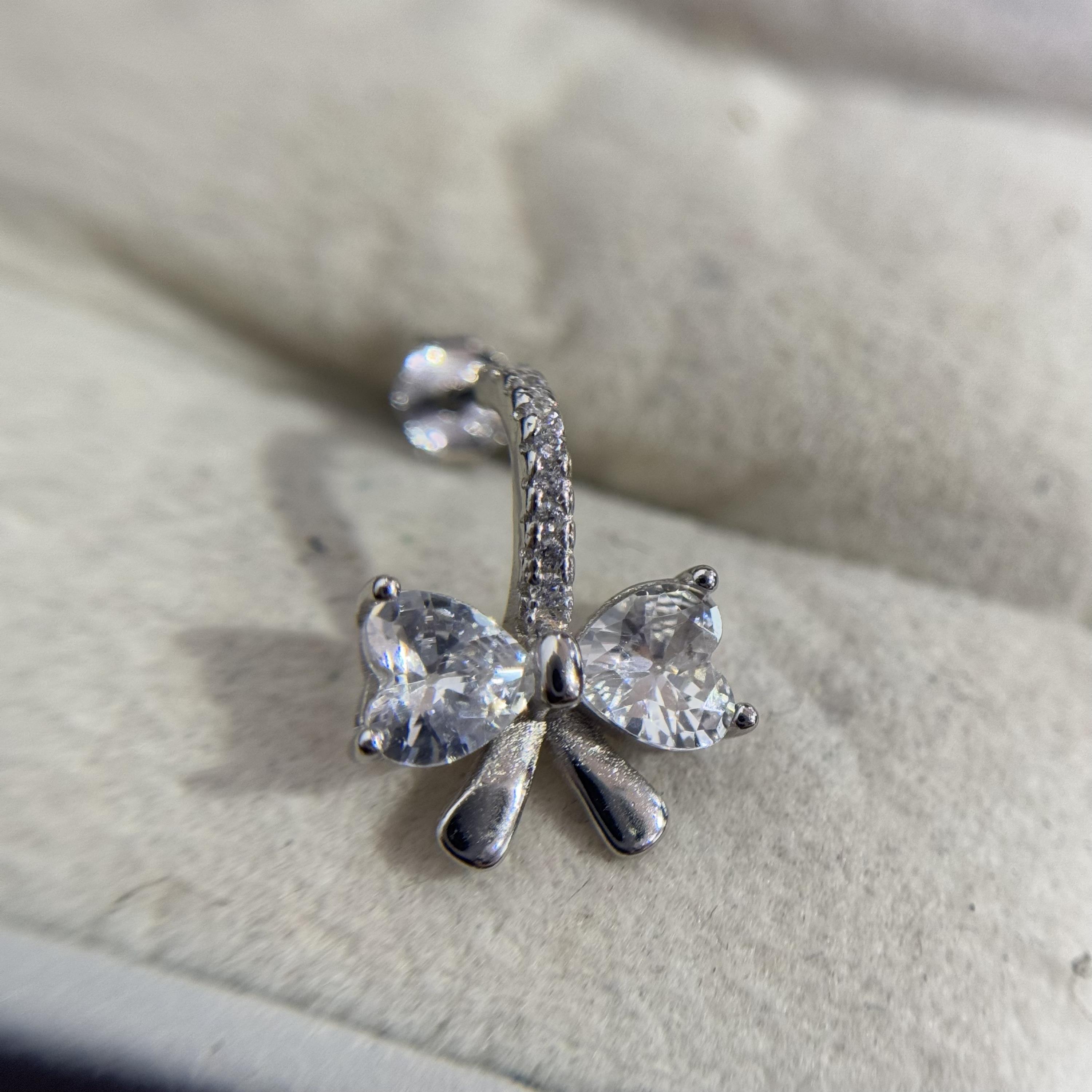 khuyên kiểu bạc xi bạch kim nơ to