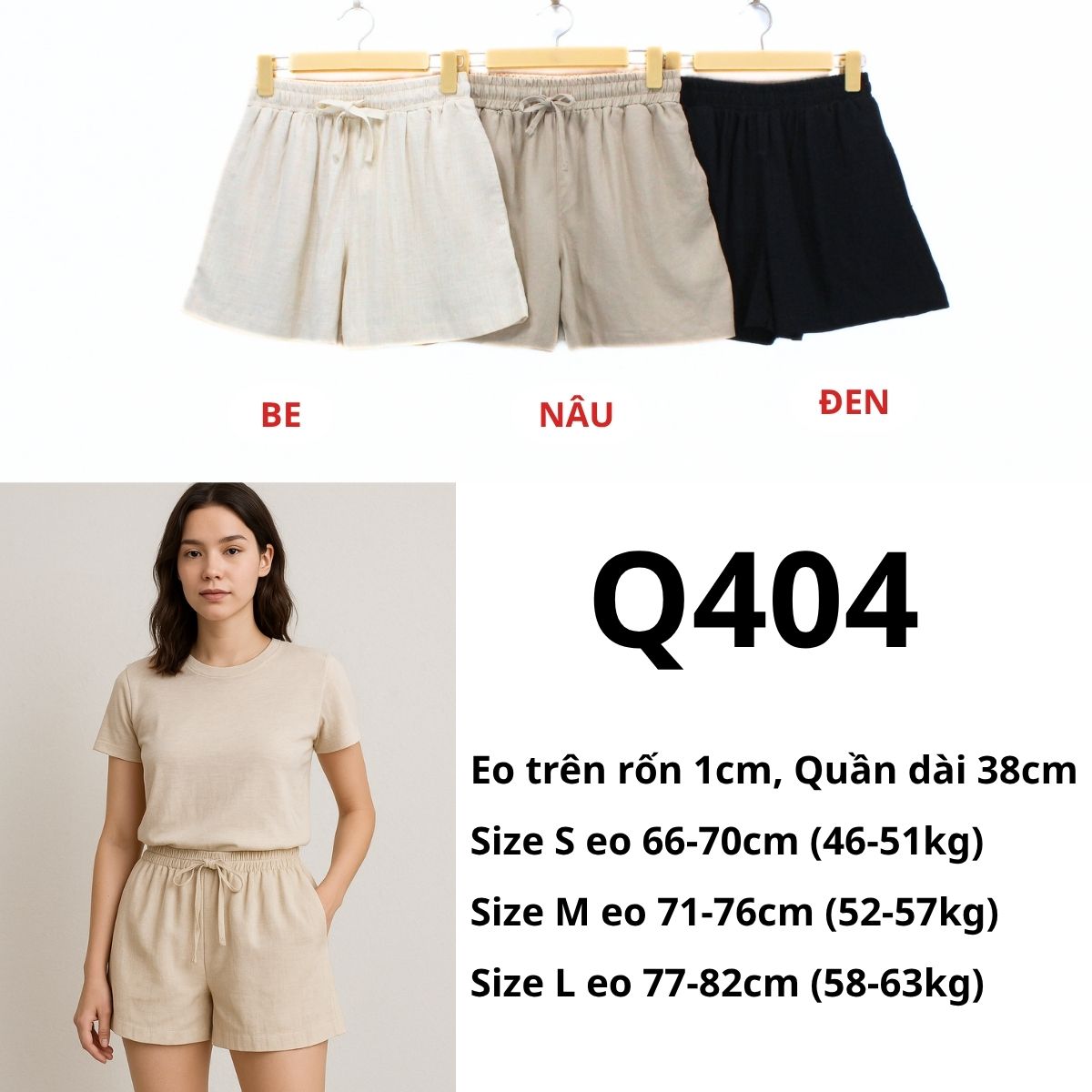 Q404 QUẦN ĐÙI LINEN - UNI